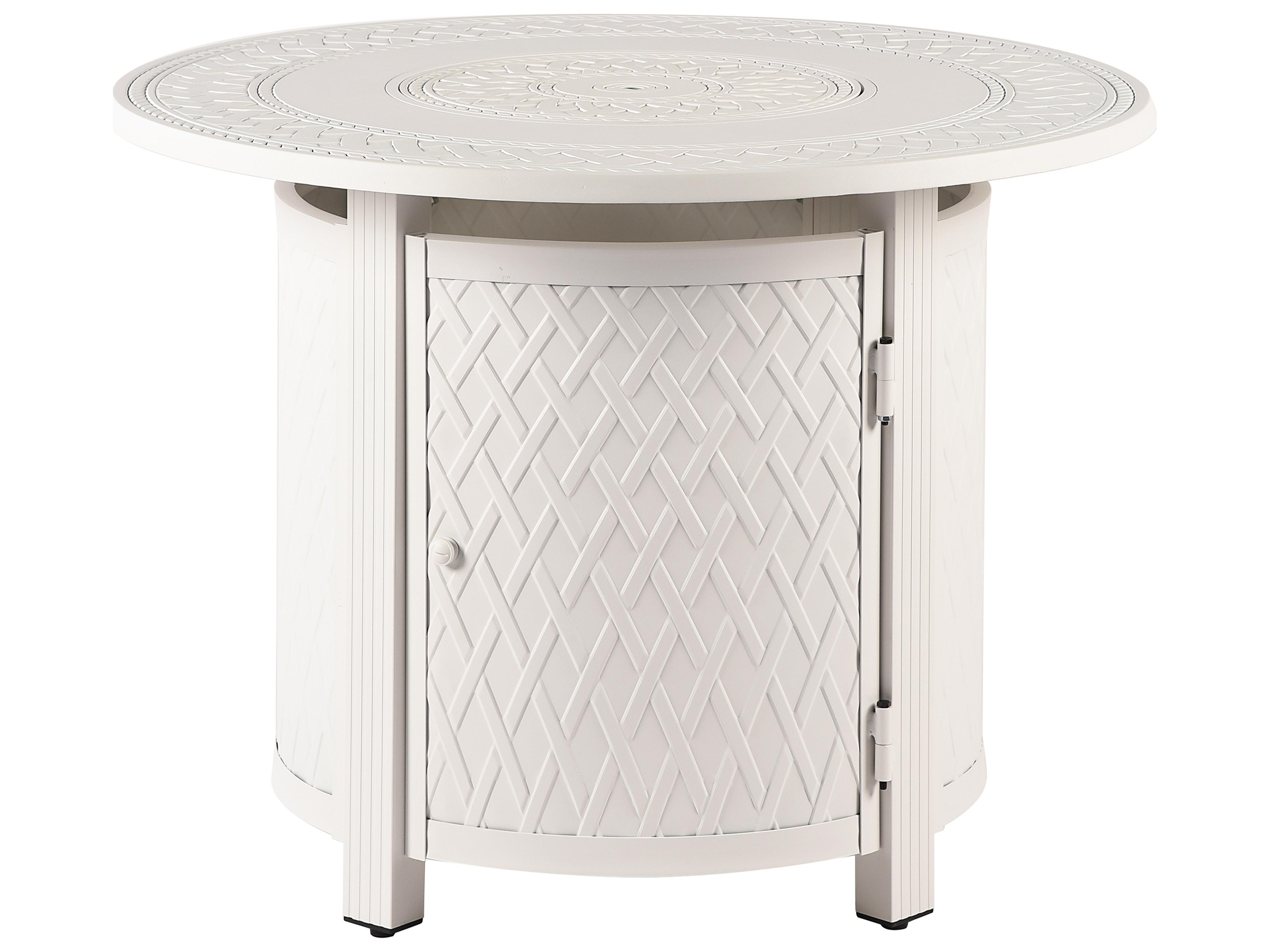 Oakland Living Round Aluminum Propane Outdoor Patio Fire Pit Table with Glass Beads