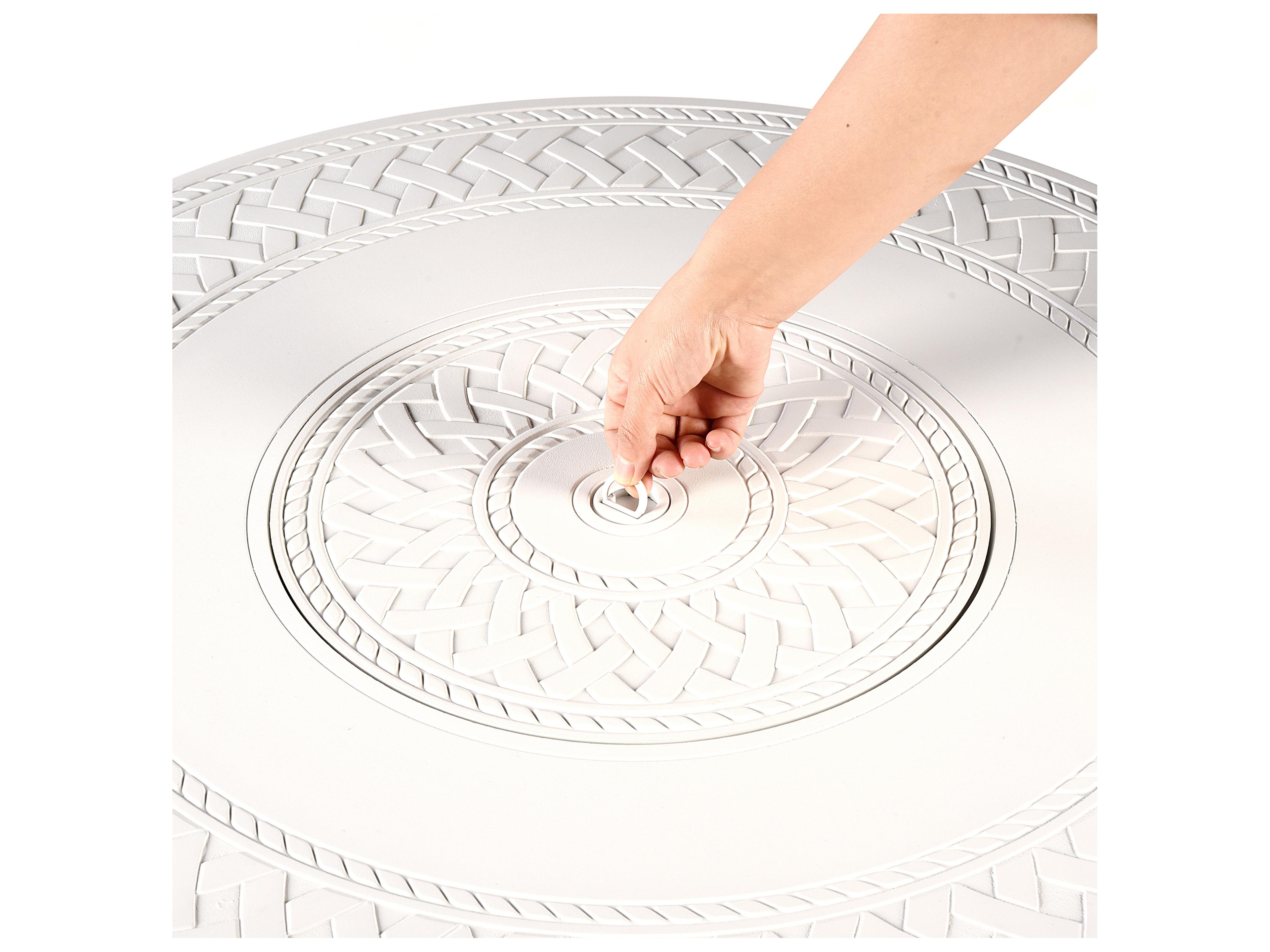 Oakland Living Round Aluminum Propane Outdoor Patio Fire Pit Table with Glass Beads