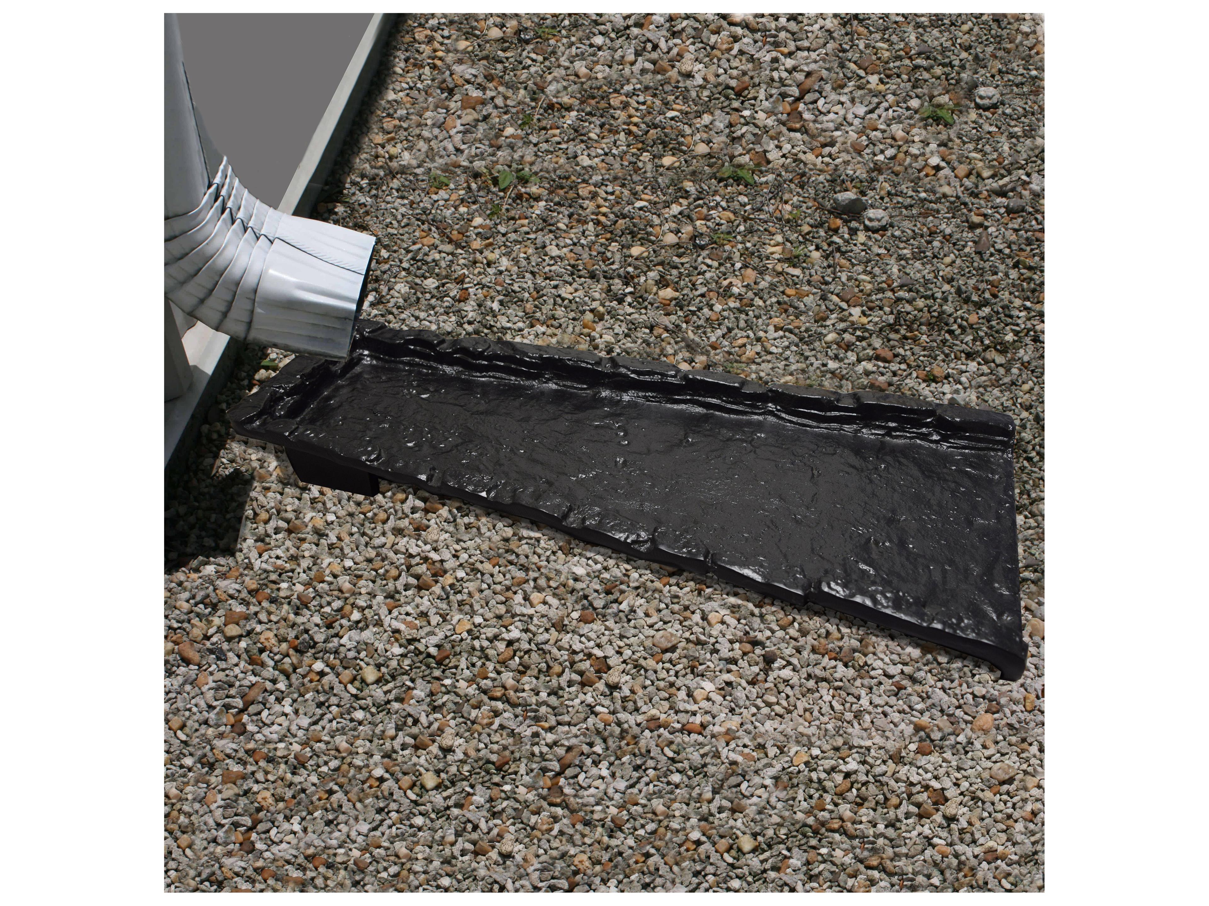 Oakland Living Black Slate Stone Rock Cast Aluminum Downspout Gutter 24'' Splash Block