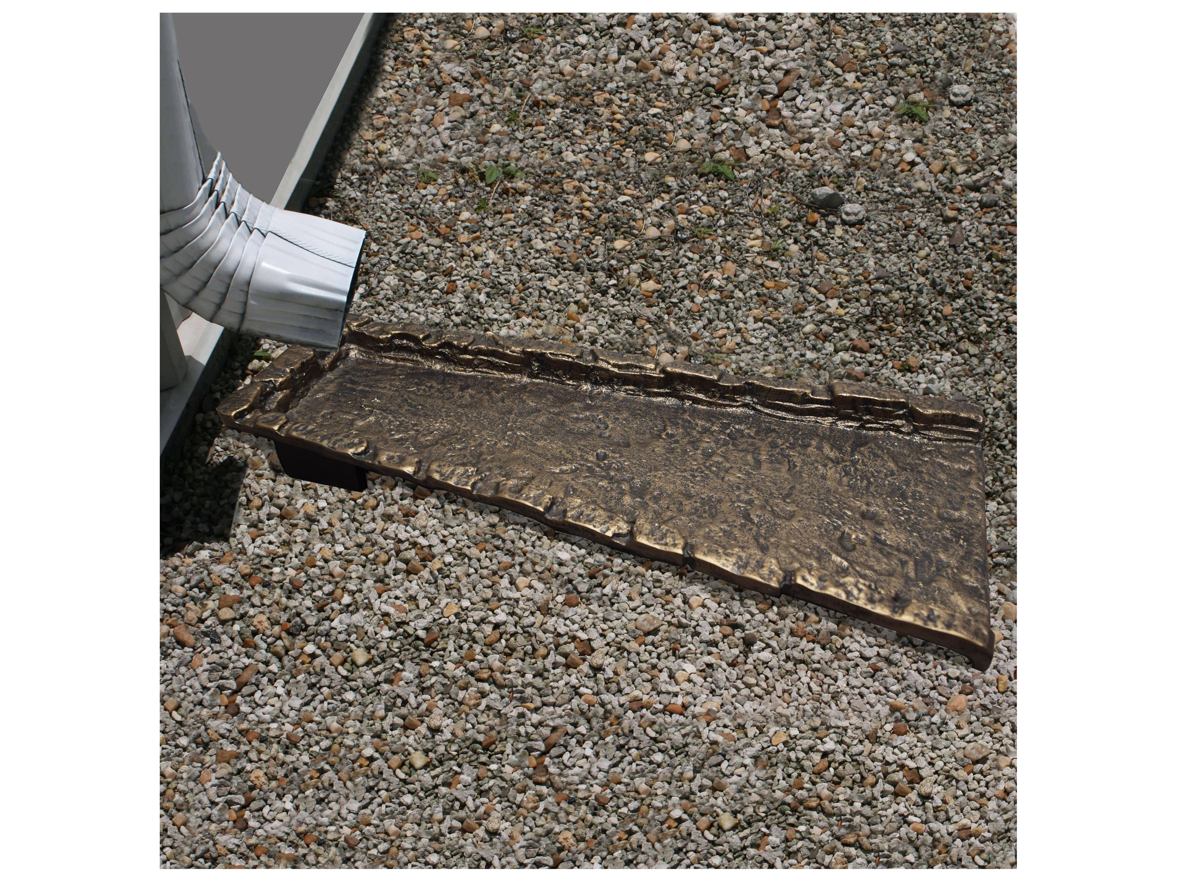 Oakland Living Bronze Slate Stone Rock Cast Aluminum Downspout Gutter 24'' Splash Block