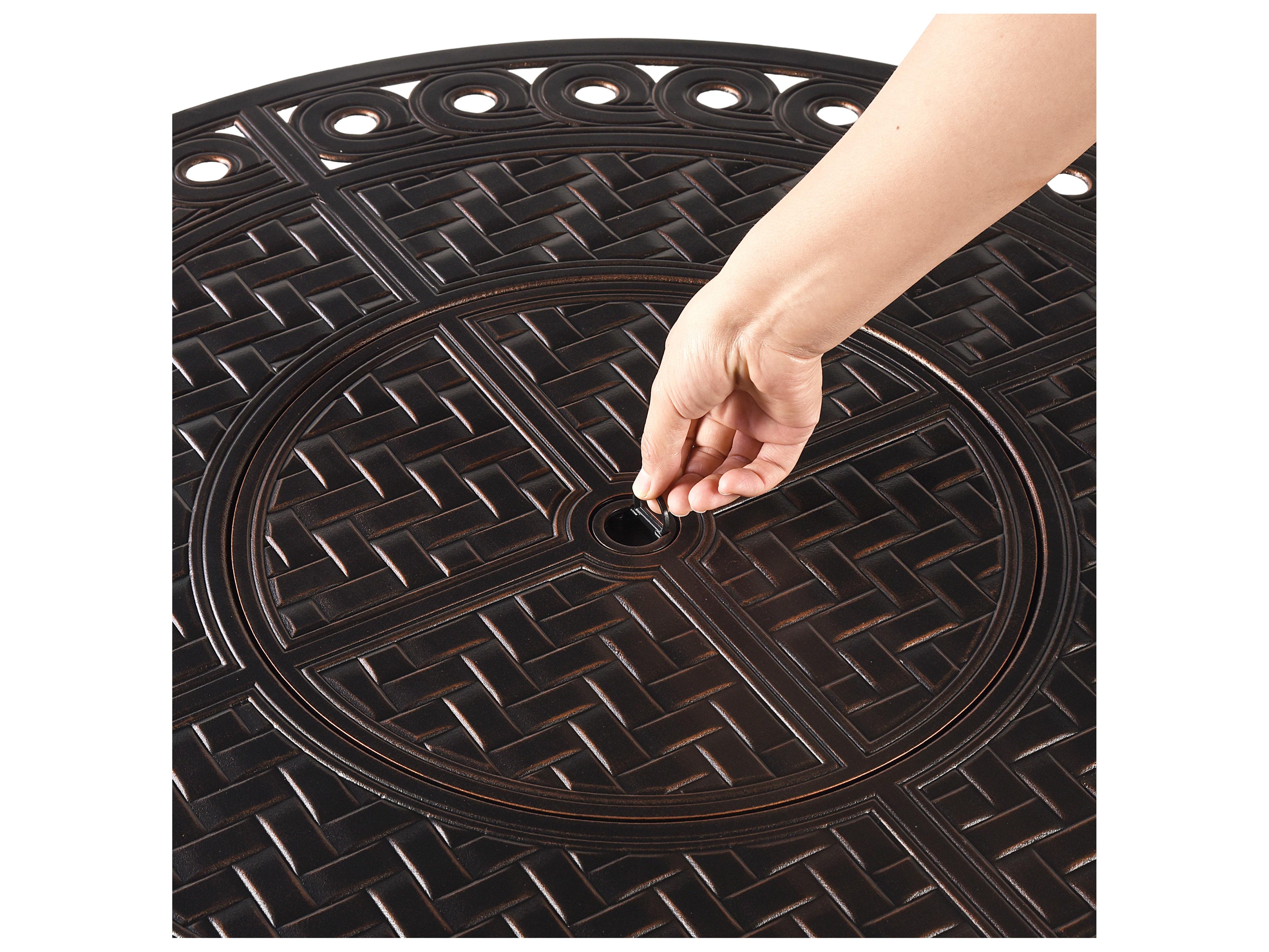 Oakland Living Aluminum Round Propane Patio Fire Pit Table with Fire Beads