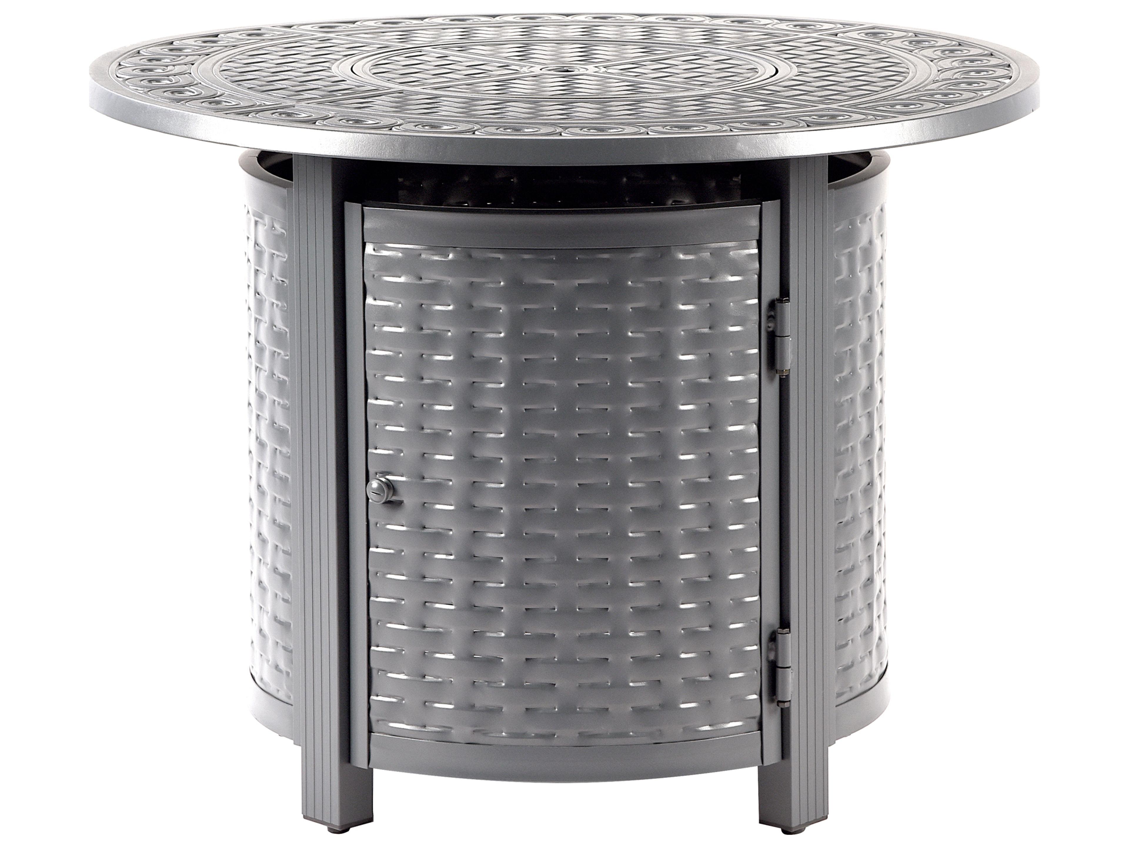 Oakland Living Round Aluminum Propane Outdoor Patio Fire Pit Table with Glass Beads