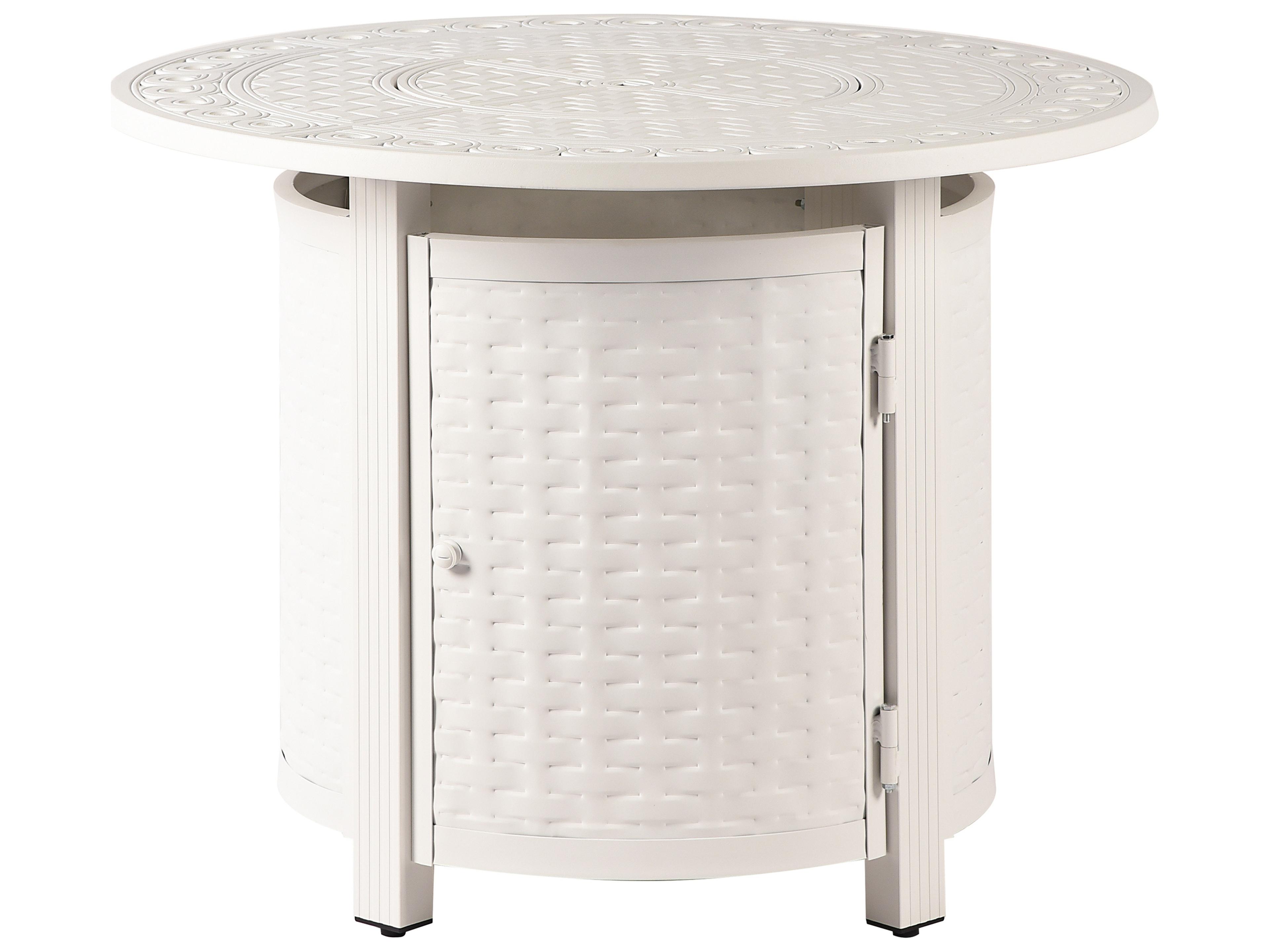 Oakland Living Round Aluminum Propane Patio Fire Pit Table with Glass Beads