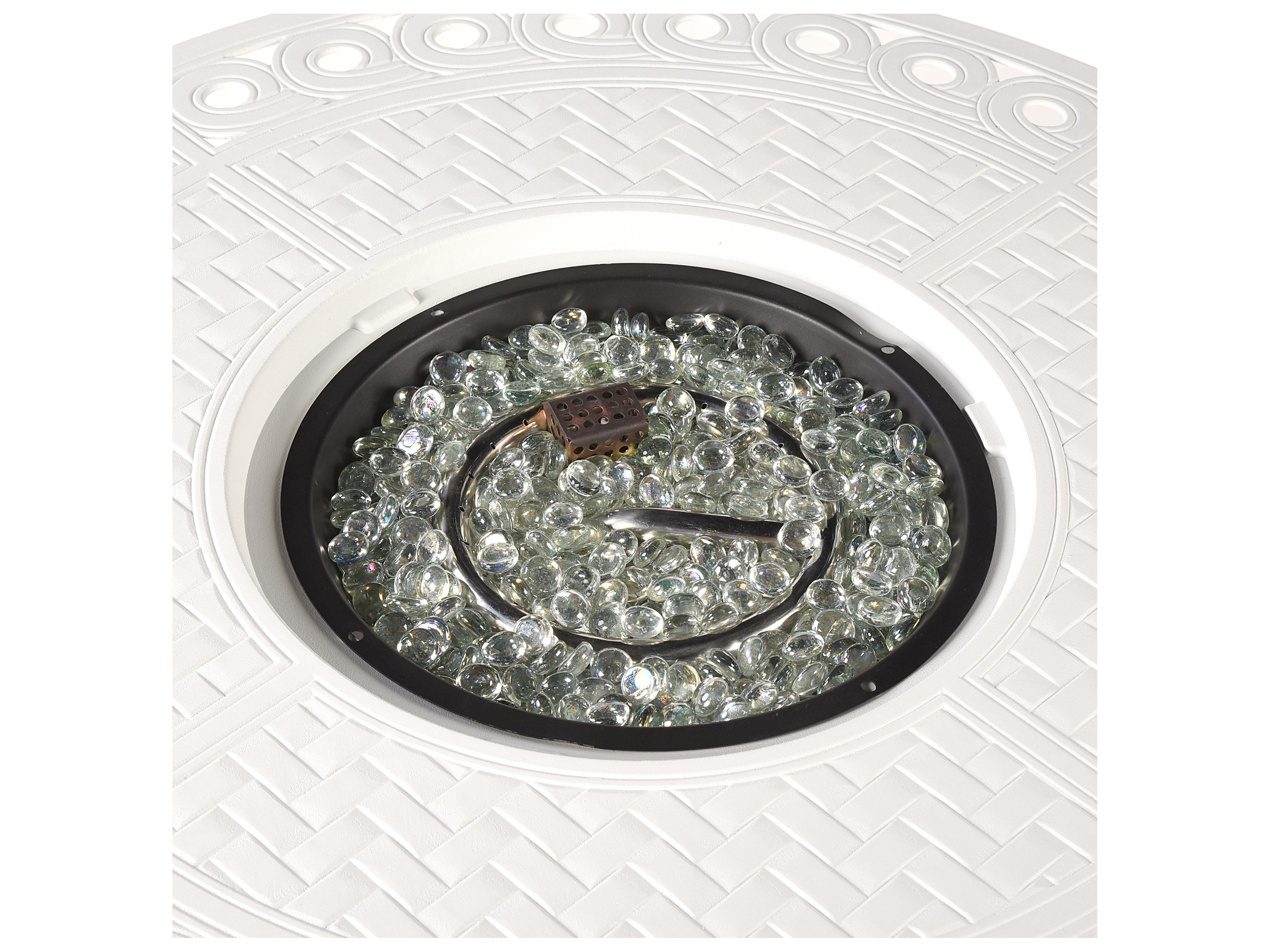 Oakland Living Round Aluminum Propane Patio Fire Pit Table with Glass Beads