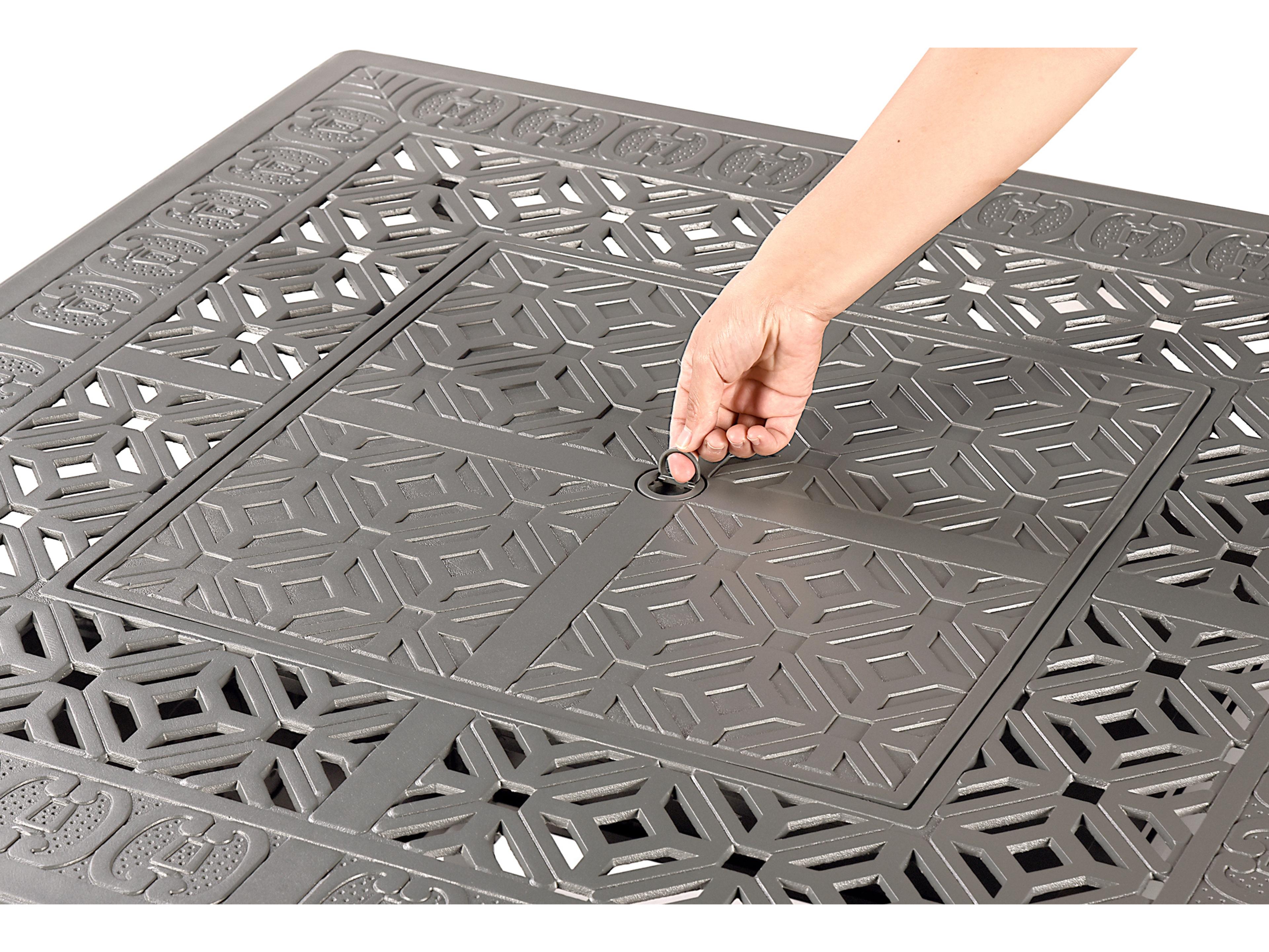 Oakland Living Square Aluminum Propane Patio Fire Pit Table with Glass Beads