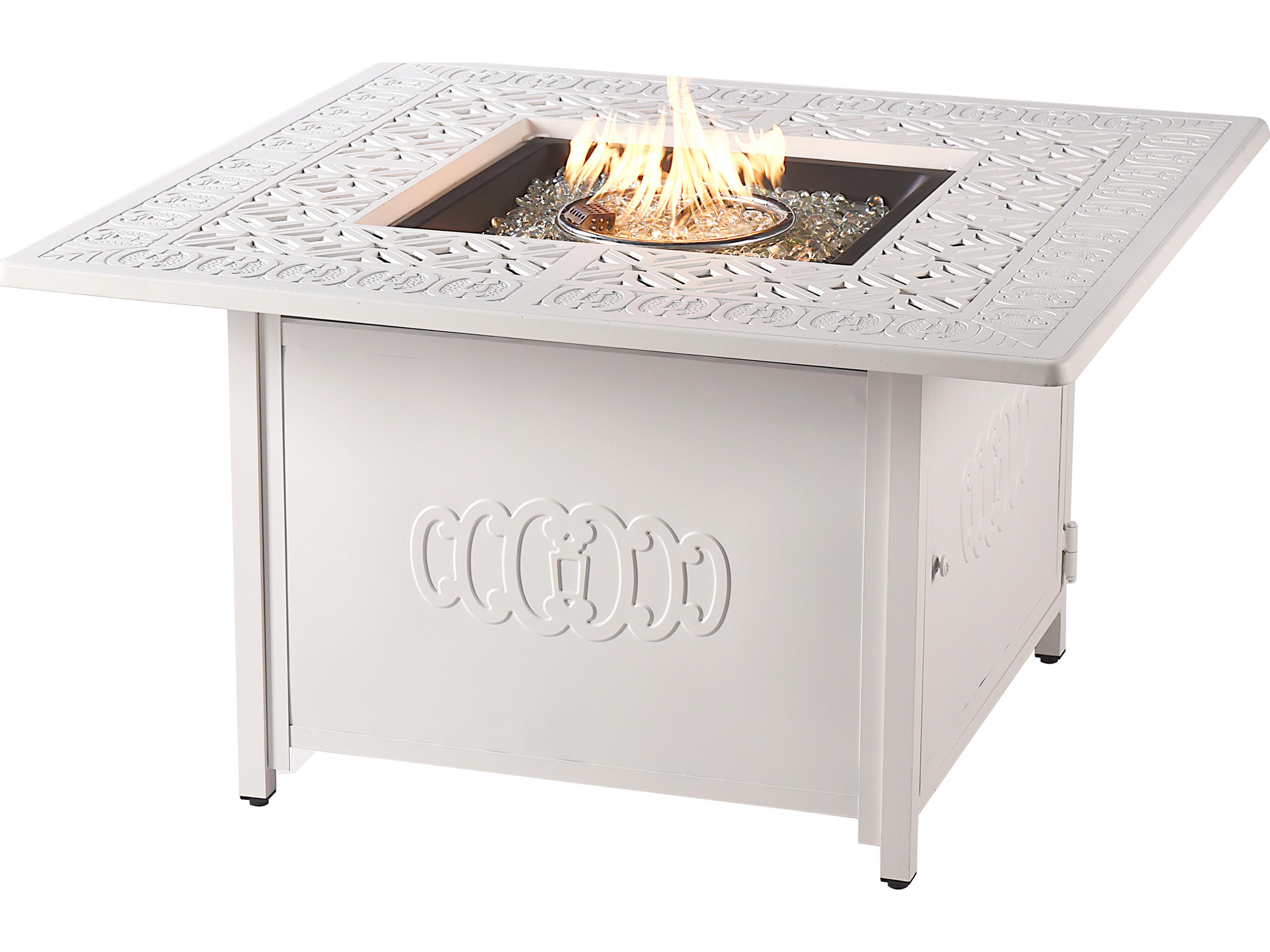 Square Aluminum Propane Outdoor Fire Pit Table with Glass Beads