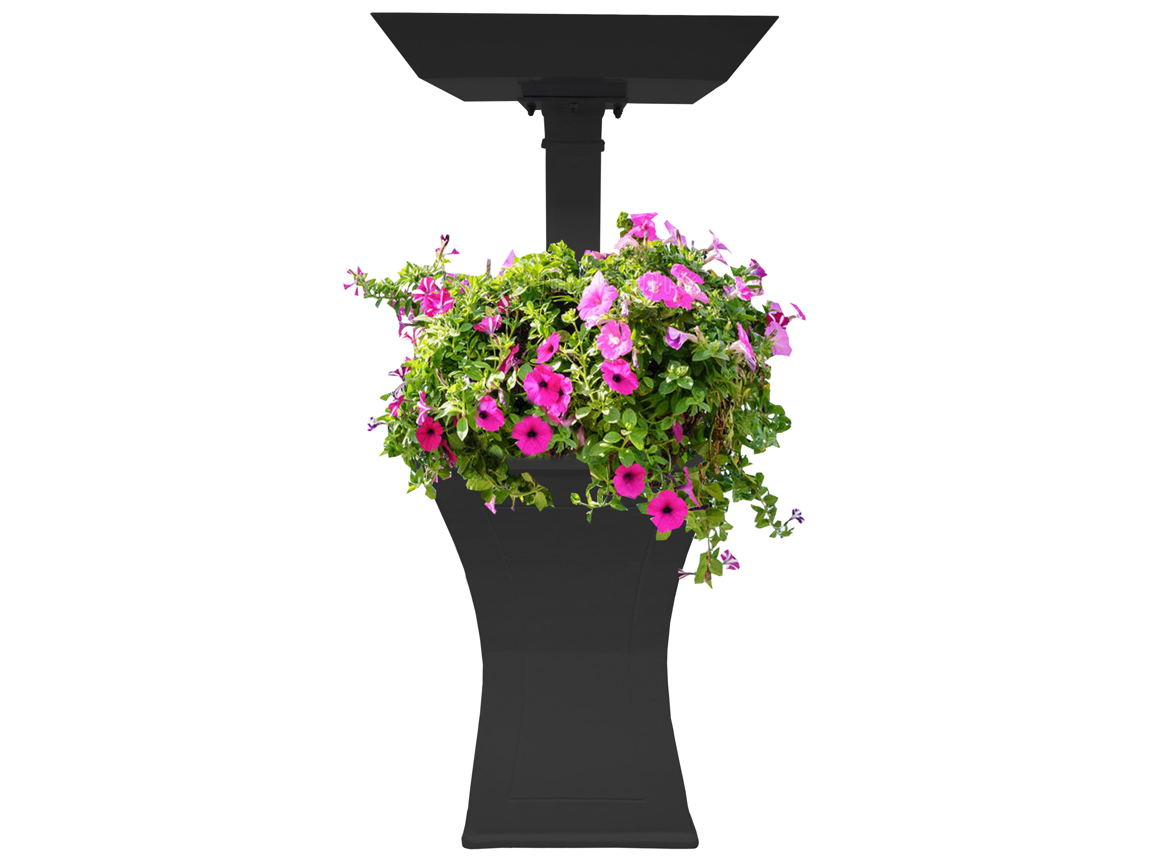 Modern Square Cast Aluminum 40'' Black Bird Bath and Planter Vase Combo
