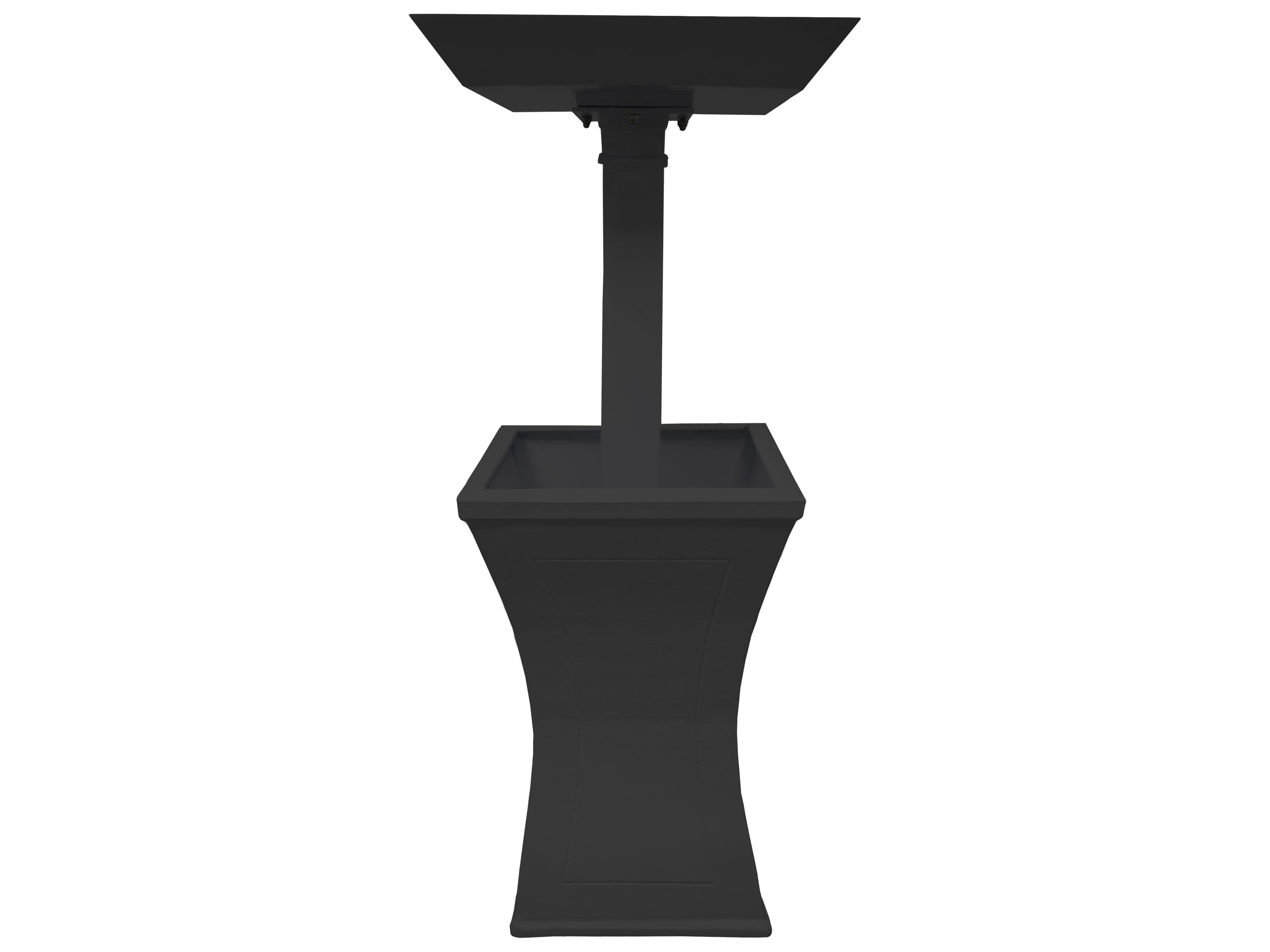 Oakland Living Modern Square Cast Aluminum 40'' Black Bird Bath and Planter Vase Combo