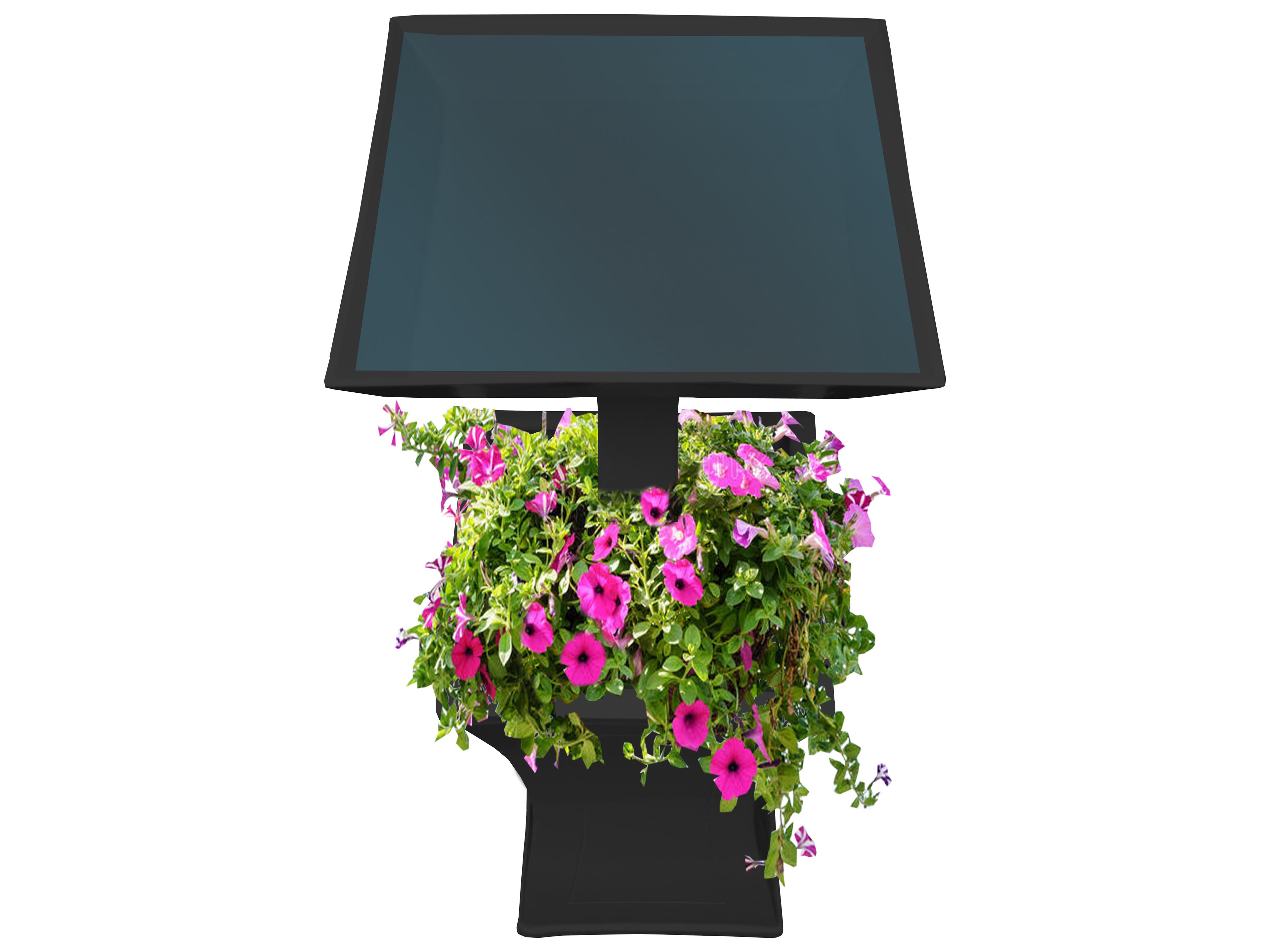 Oakland Living Modern Square Cast Aluminum 40'' Black Bird Bath and Planter Vase Combo