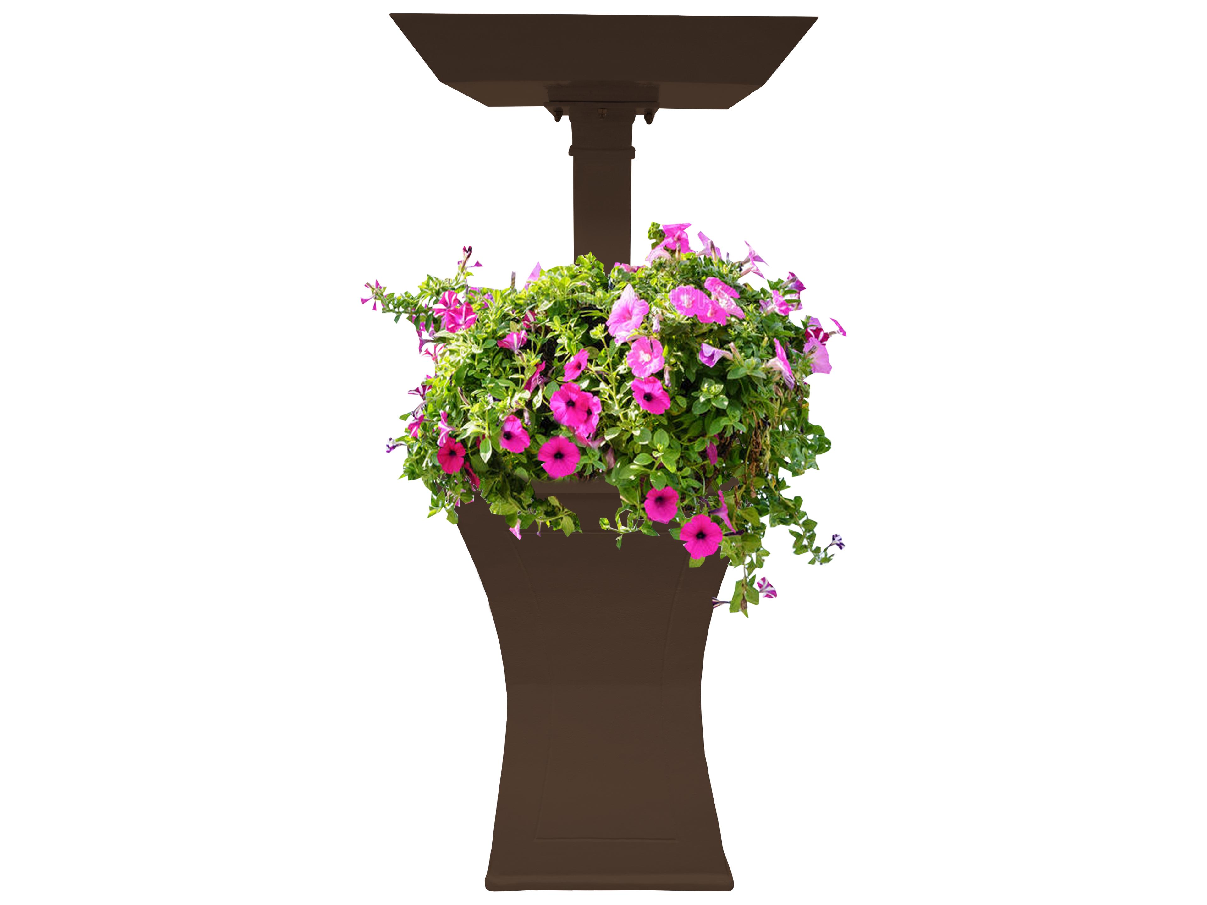 Modern Square Cast Aluminum 40'' Brown Bird Bath and Planter Vase Combo