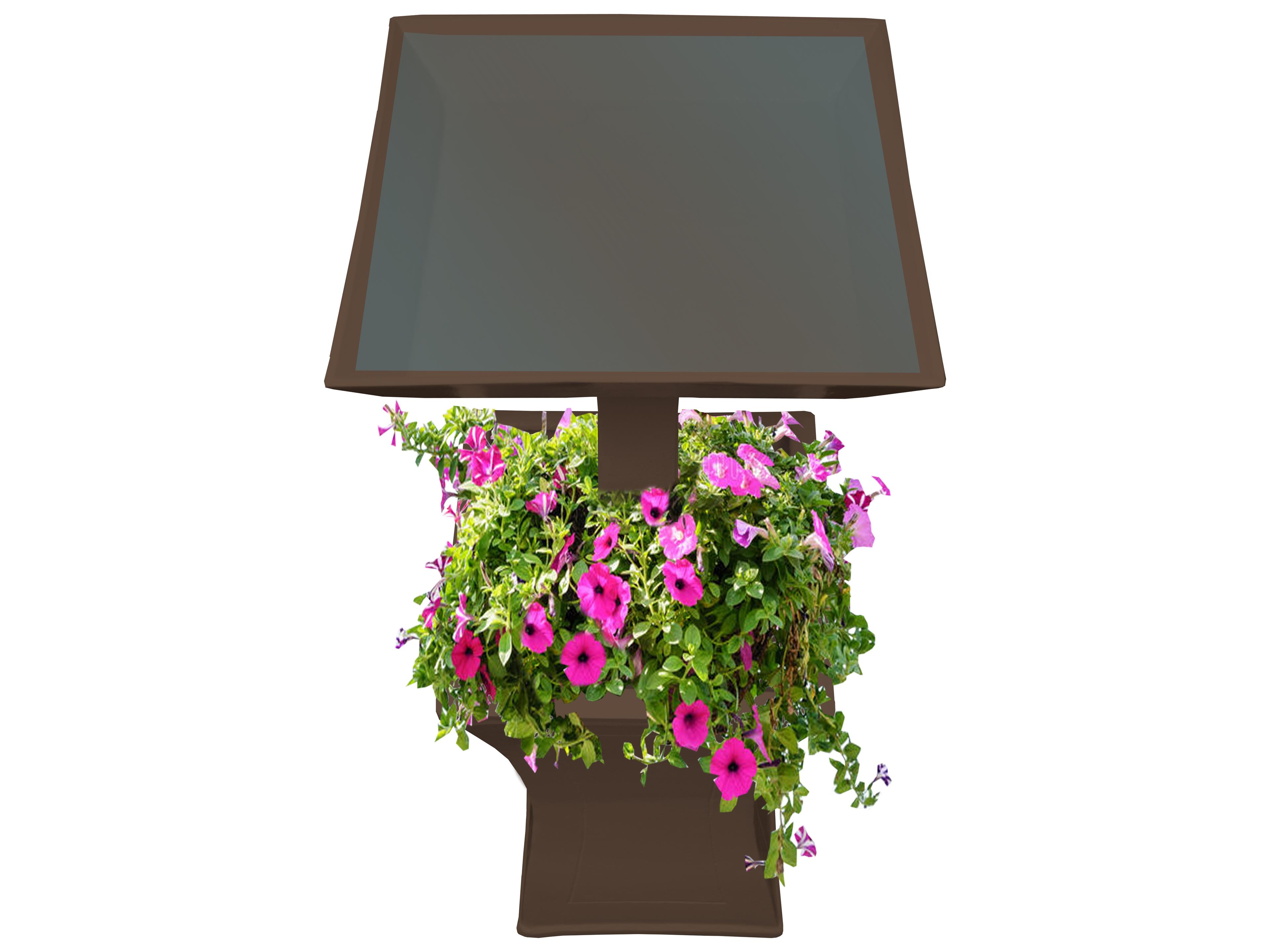 Oakland Living Modern Square Cast Aluminum 40'' Brown Bird Bath and Planter Vase Combo