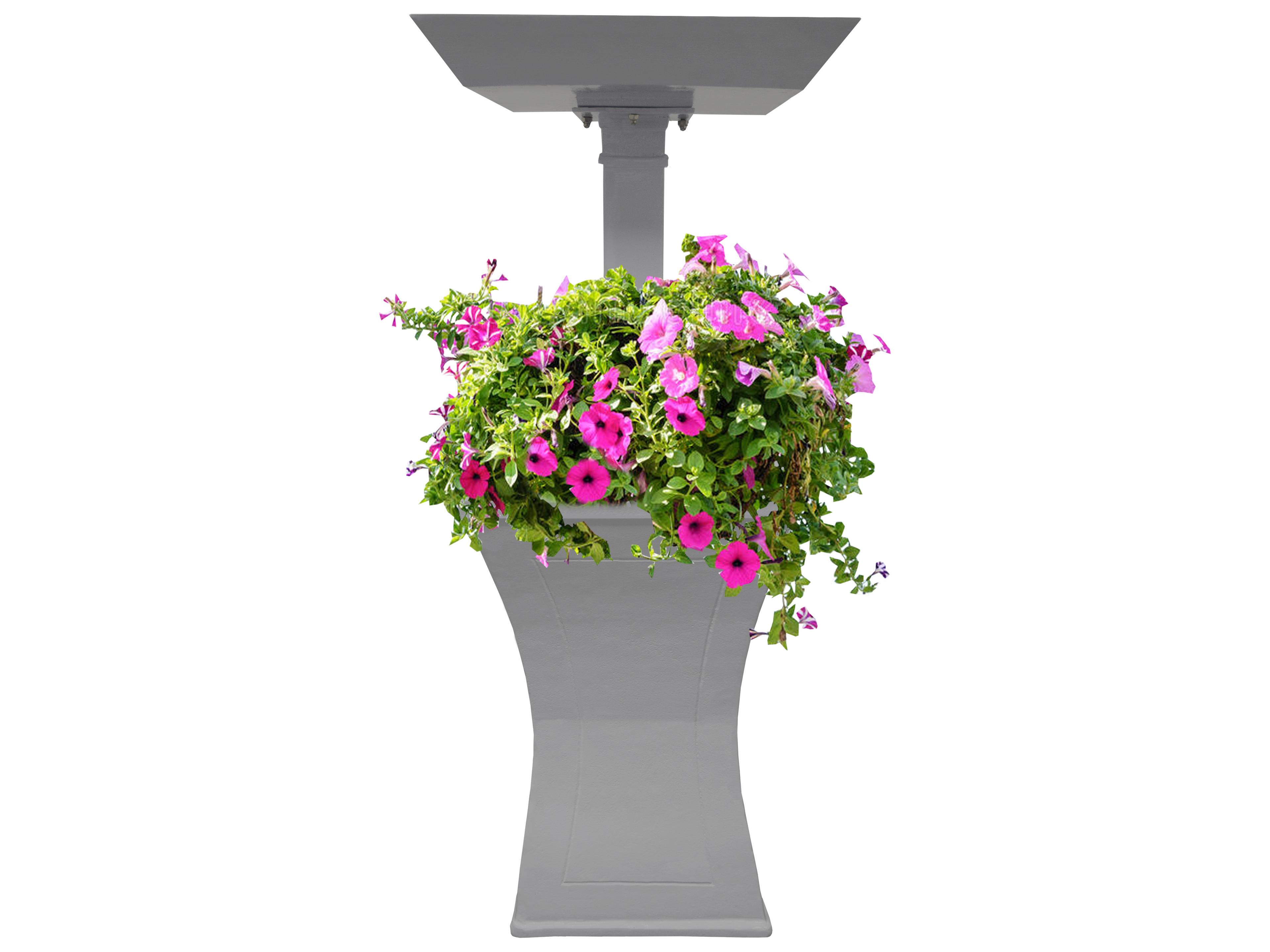 Modern Square Cast Aluminum 40'' Grey Bird Bath and Planter Vase Combo