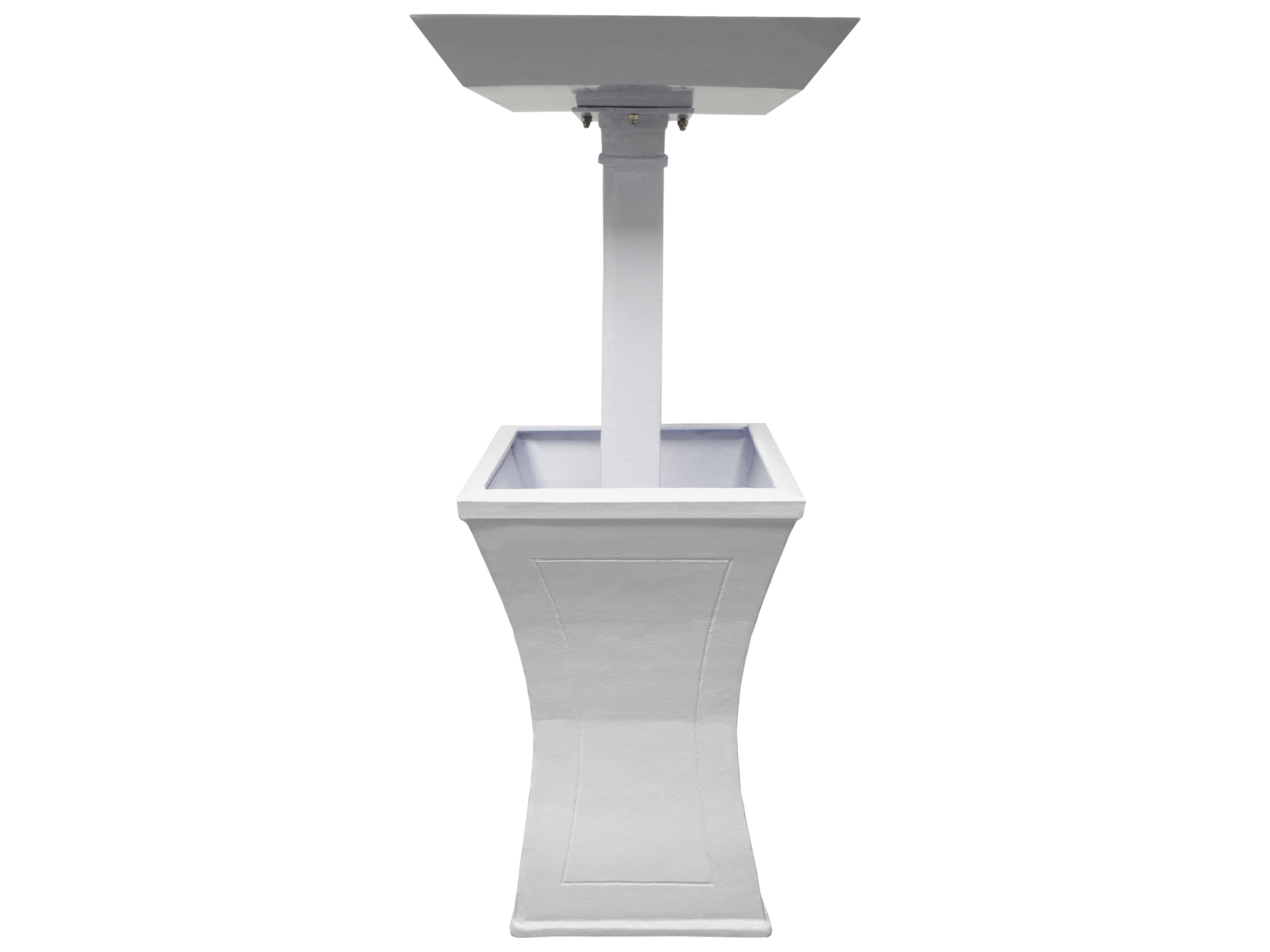 Oakland Living Modern Square Cast Aluminum 40'' White Bird Bath and Planter Vase Combo