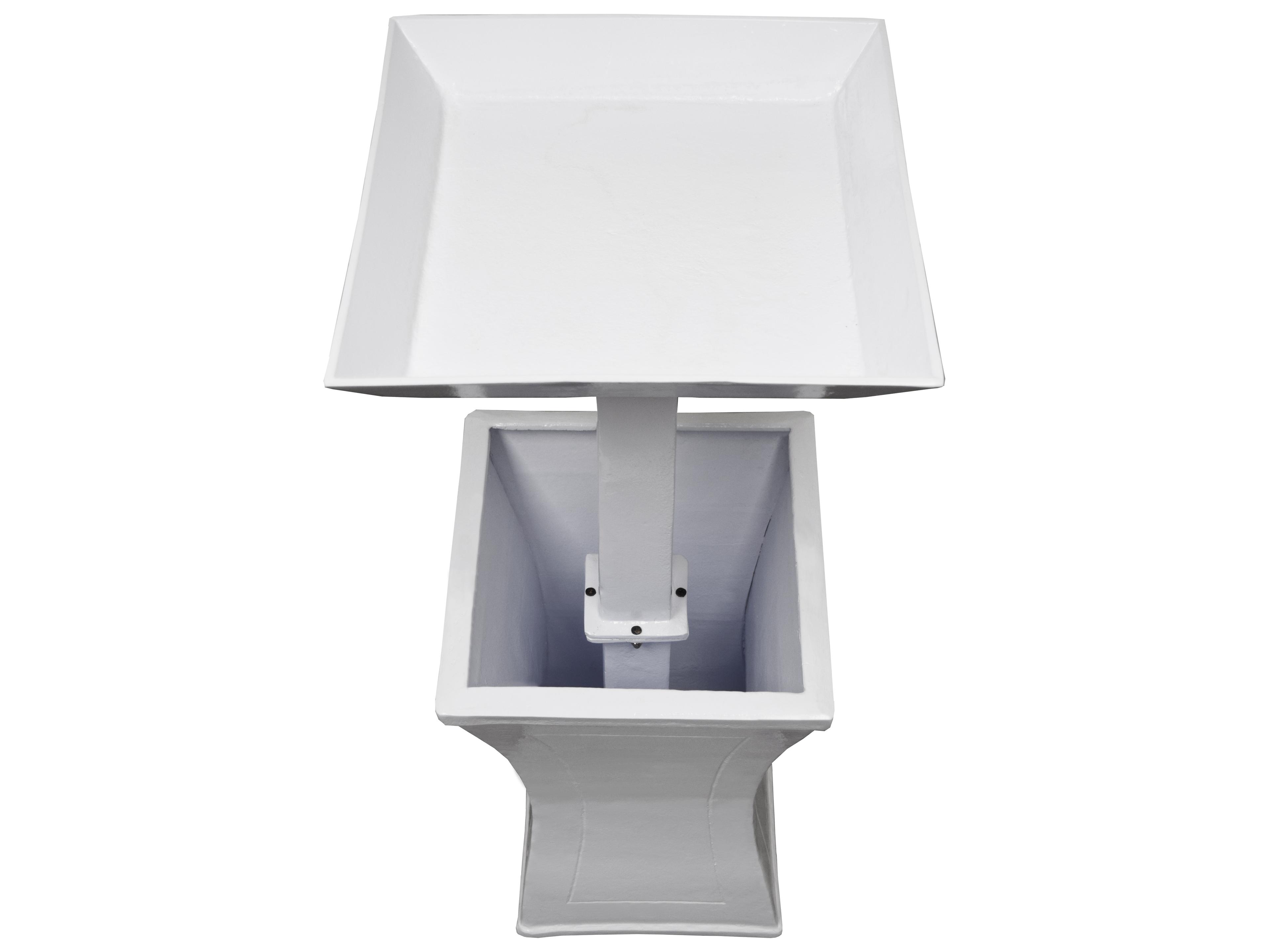 Oakland Living Modern Square Cast Aluminum 40'' White Bird Bath and Planter Vase Combo