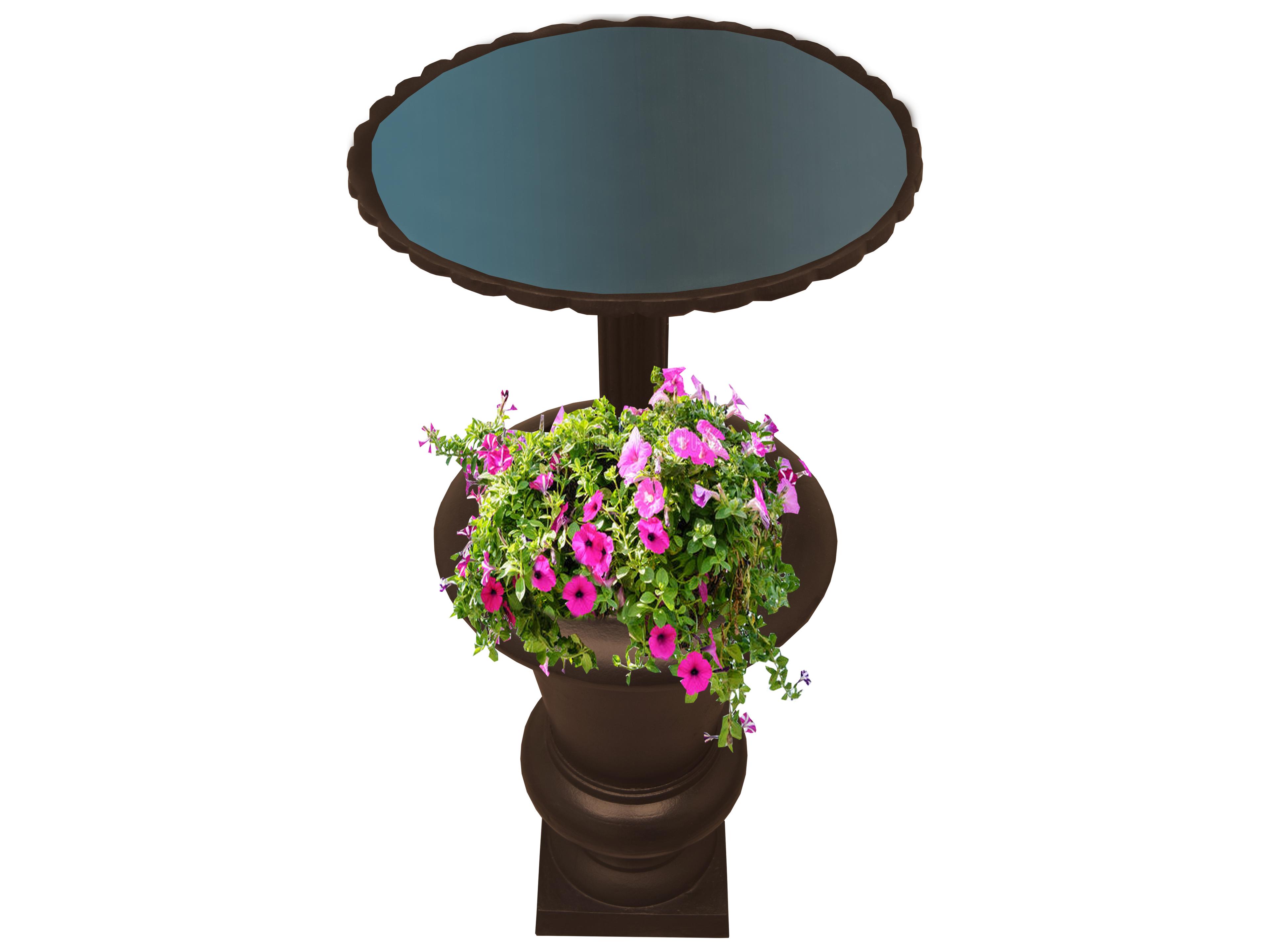 Oakland Living Ornate Round Cast Aluminum 40'' Brown Bird Bath and Planter Vase Combo