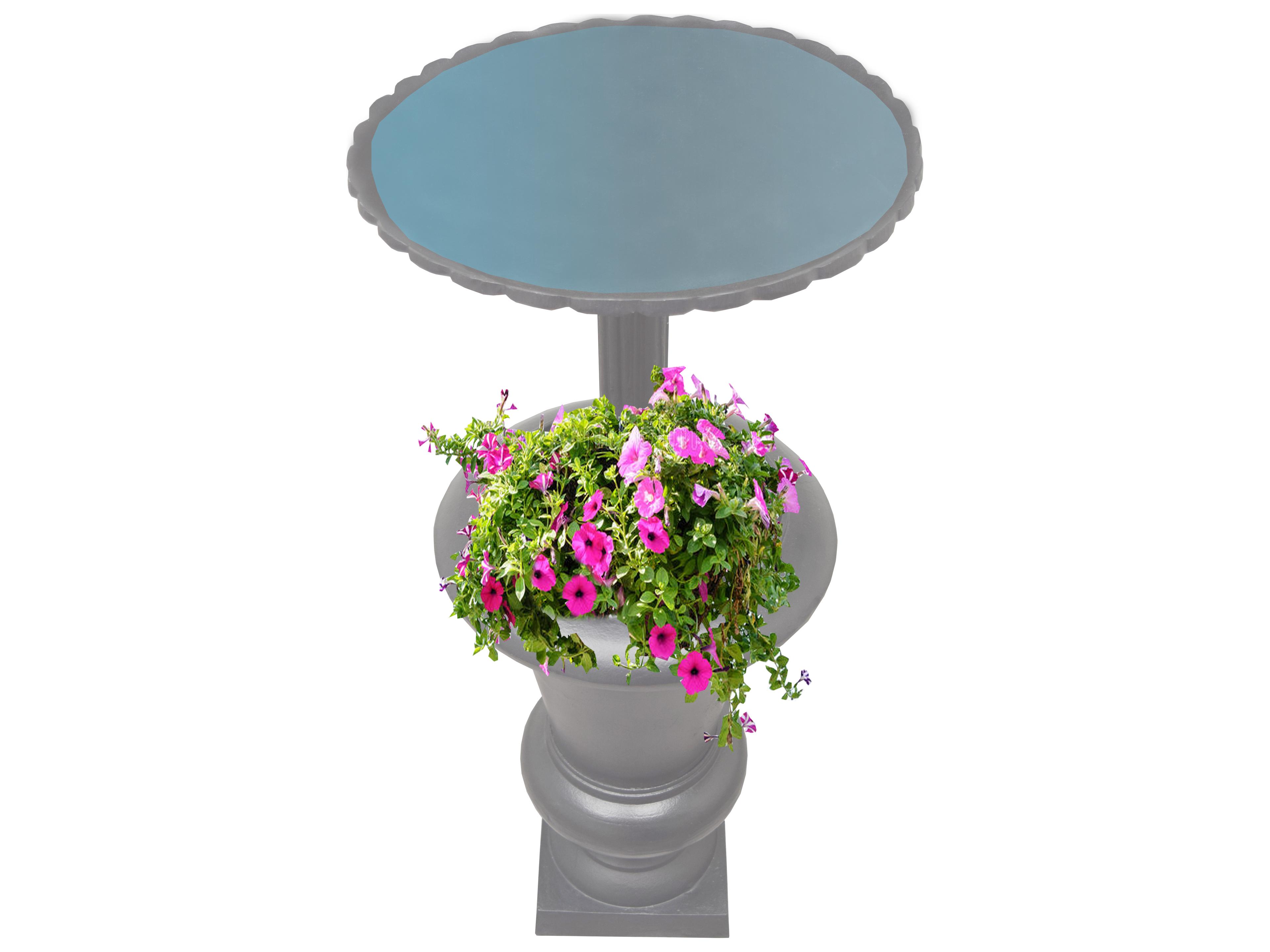 Oakland Living Ornate Round Cast Aluminum 40'' Grey Bird Bath and Planter Vase Combo