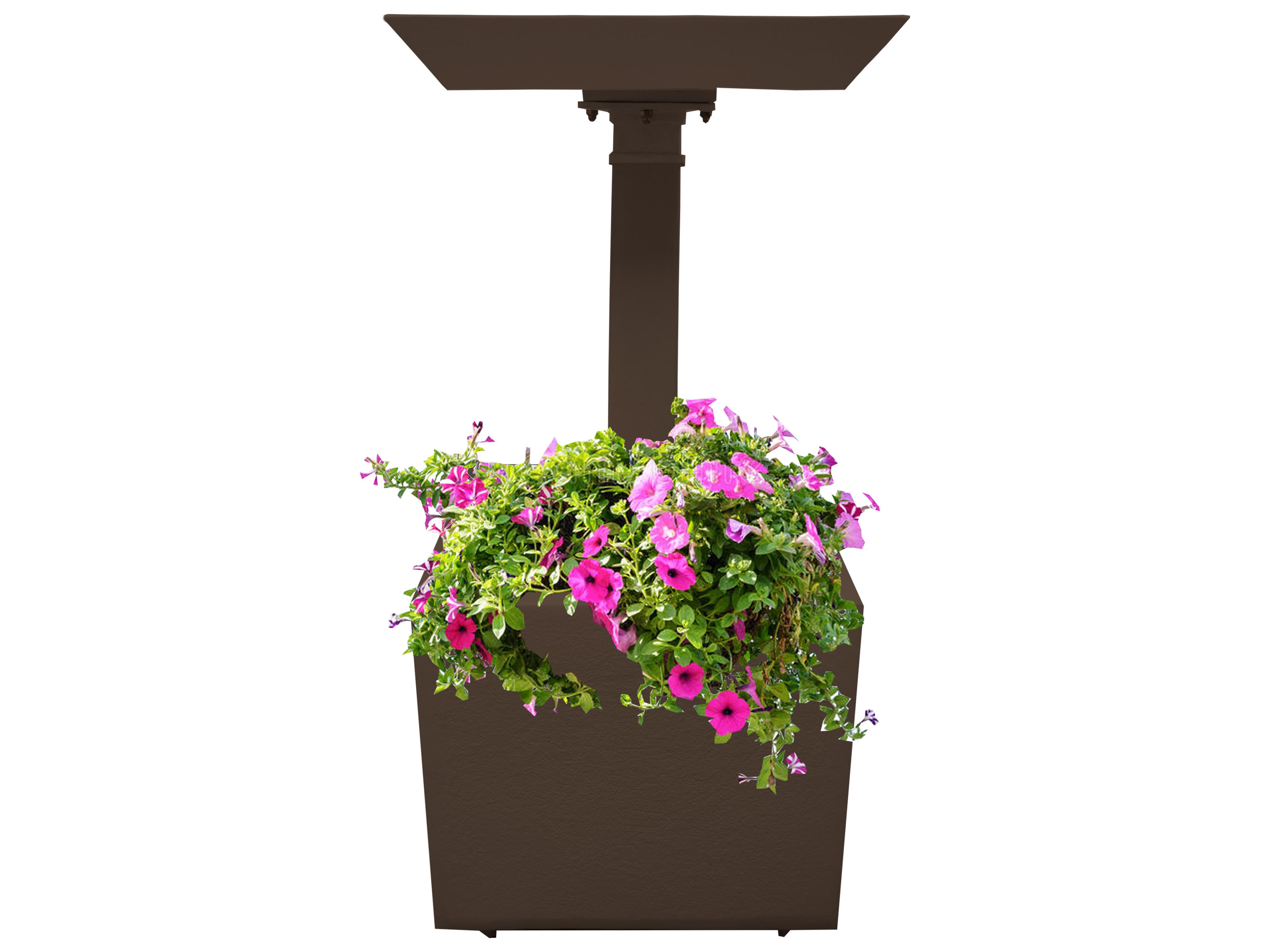 Oakland Living Modern Square Cast Aluminum 35'' Brown Bird Bath and Planter Vase Combo