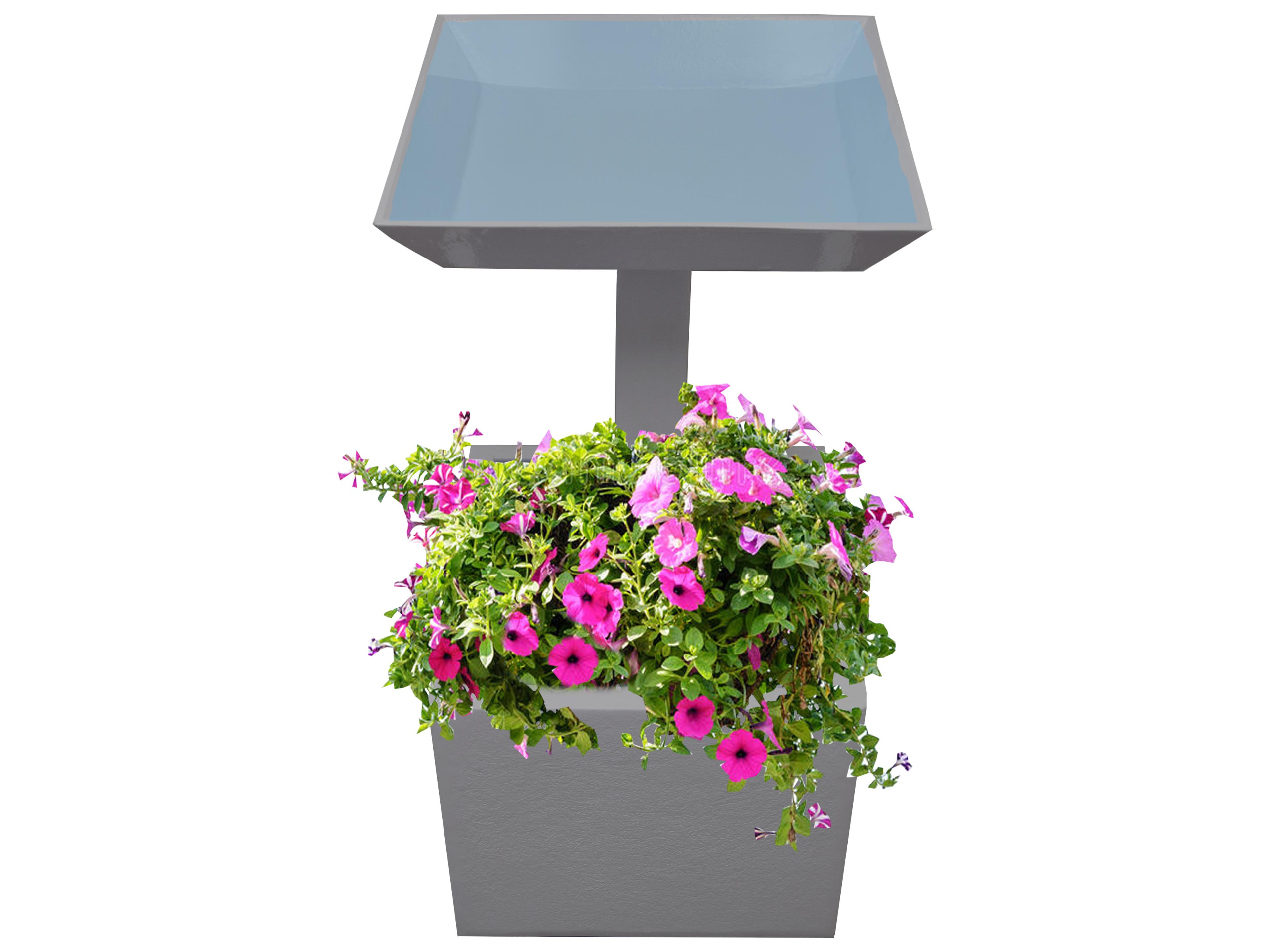 Oakland Living Modern Square Cast Aluminum 35'' Grey Bird Bath and Planter Vase Combo