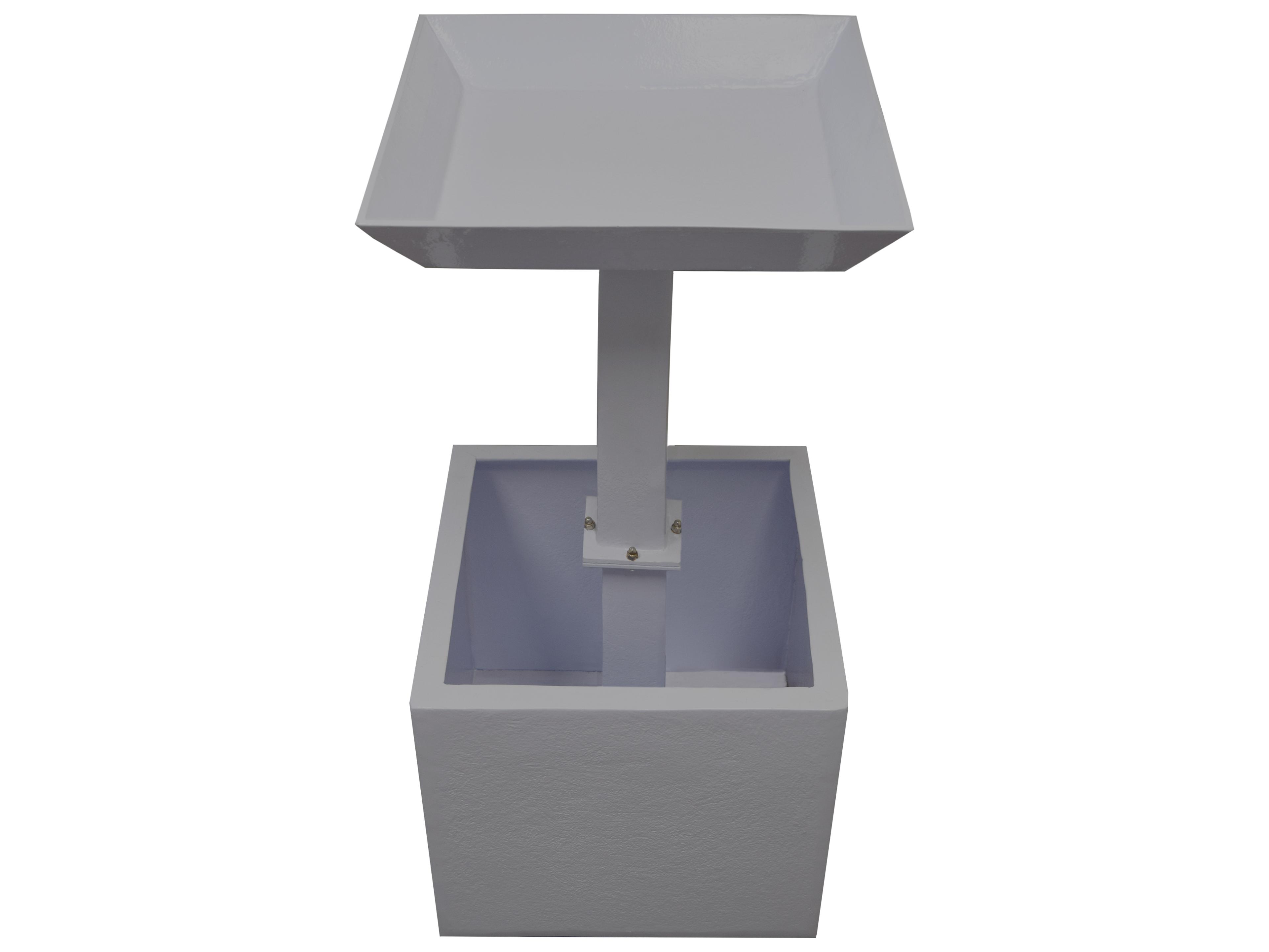 Oakland Living Modern Square Cast Aluminum 35'' Grey Bird Bath and Planter Vase Combo