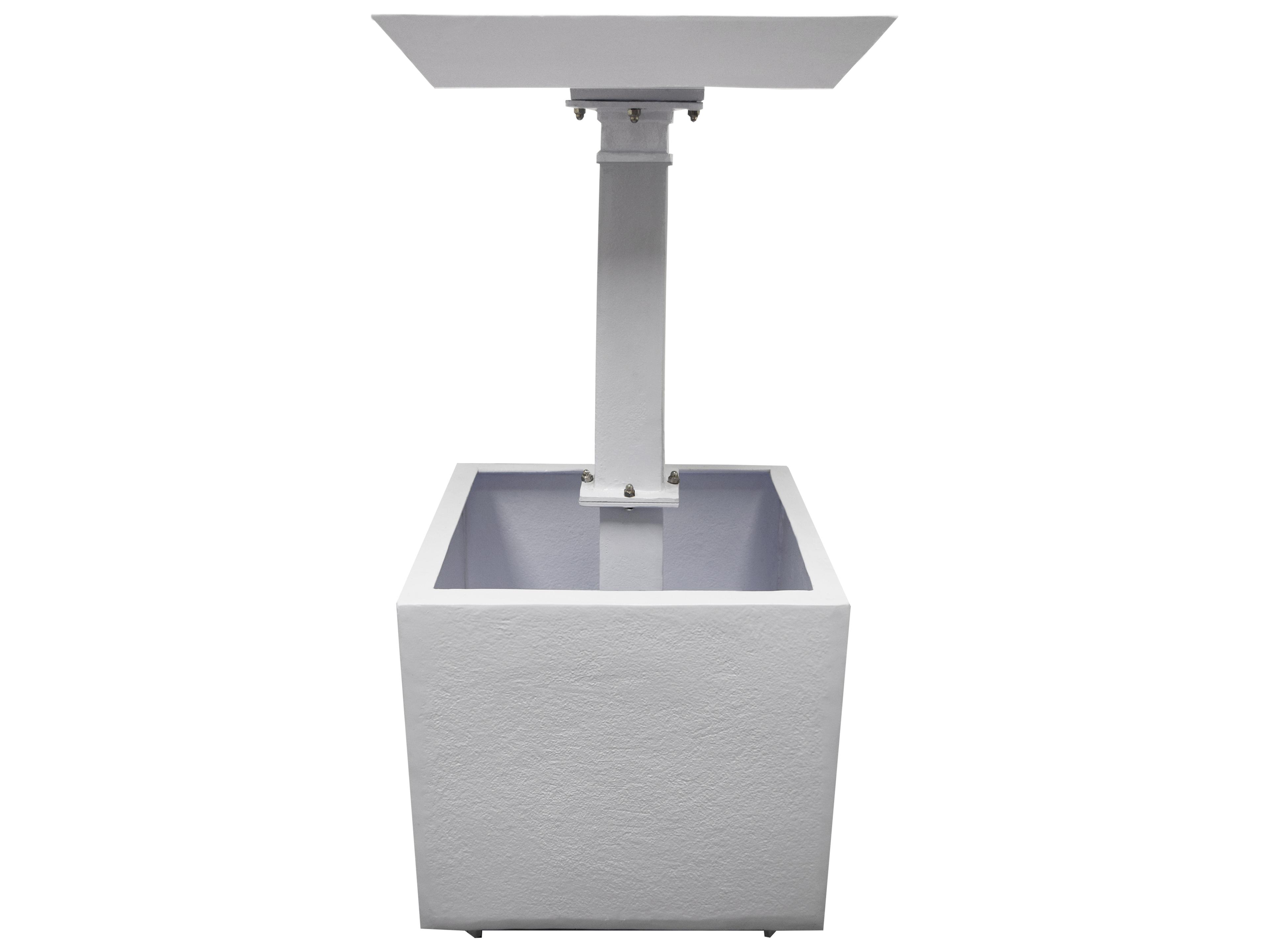 Oakland Living Modern Square Cast Aluminum 35'' White Bird Bath and Planter Vase Combo