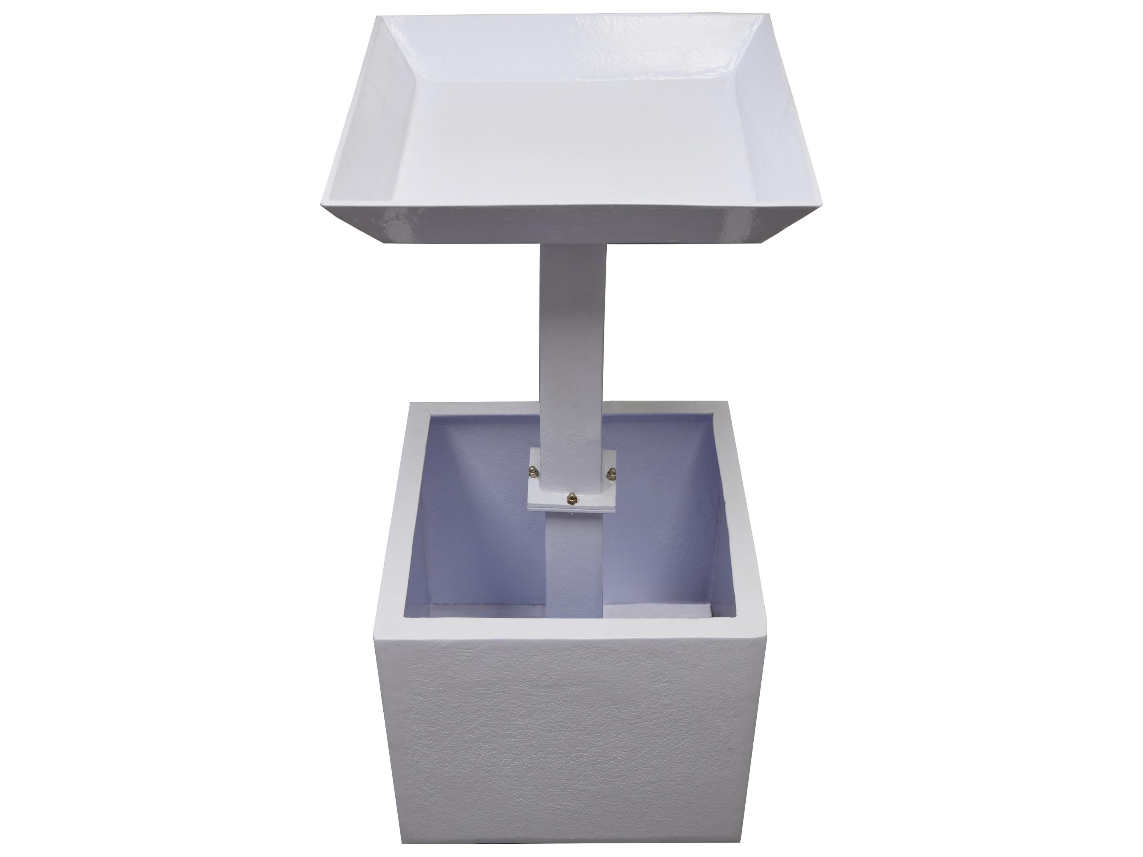 Oakland Living Modern Square Cast Aluminum 35'' White Bird Bath and Planter Vase Combo
