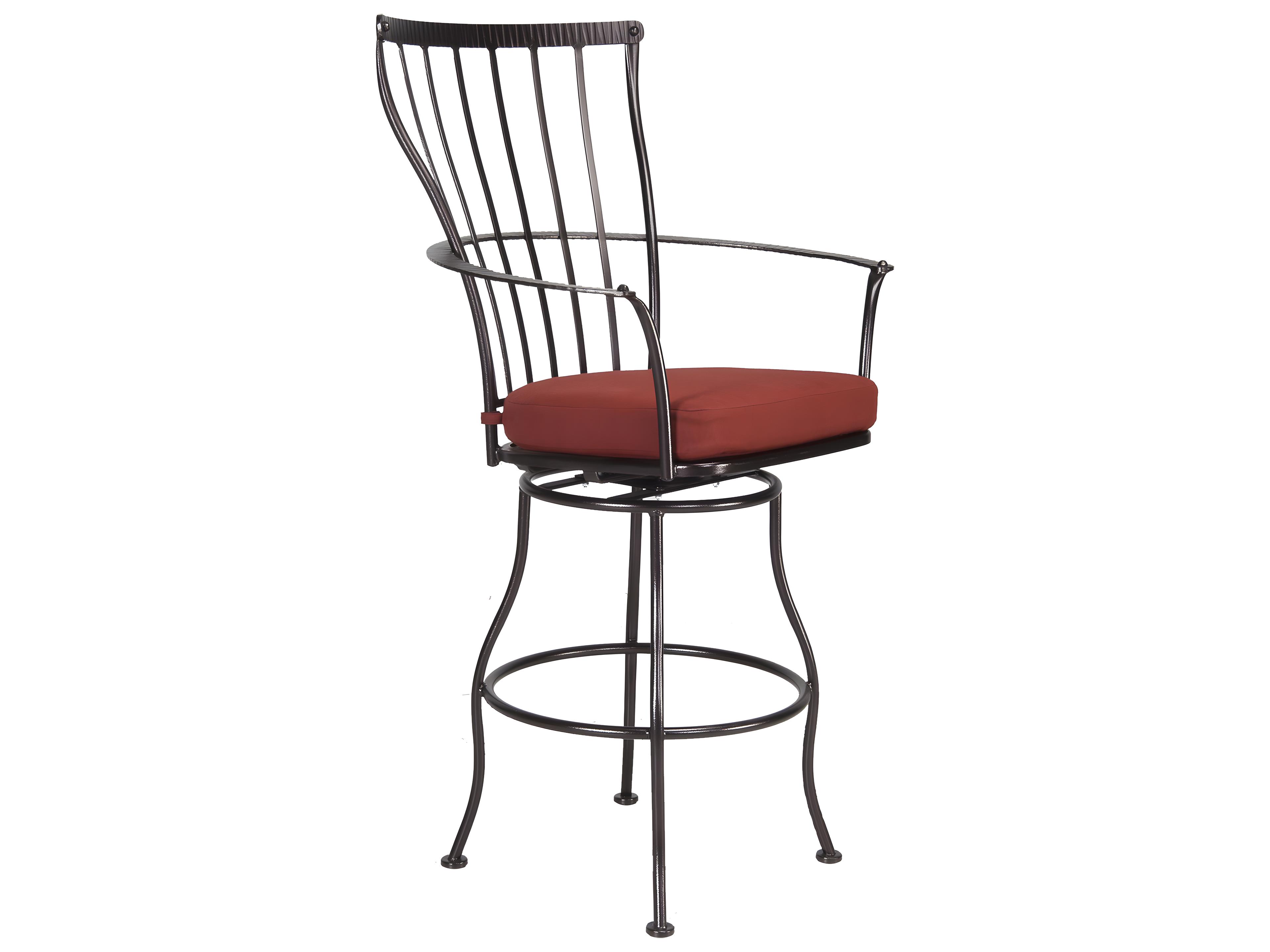 OW Lee Monterra Wrought Iron Swivel Bar Arm Stool
