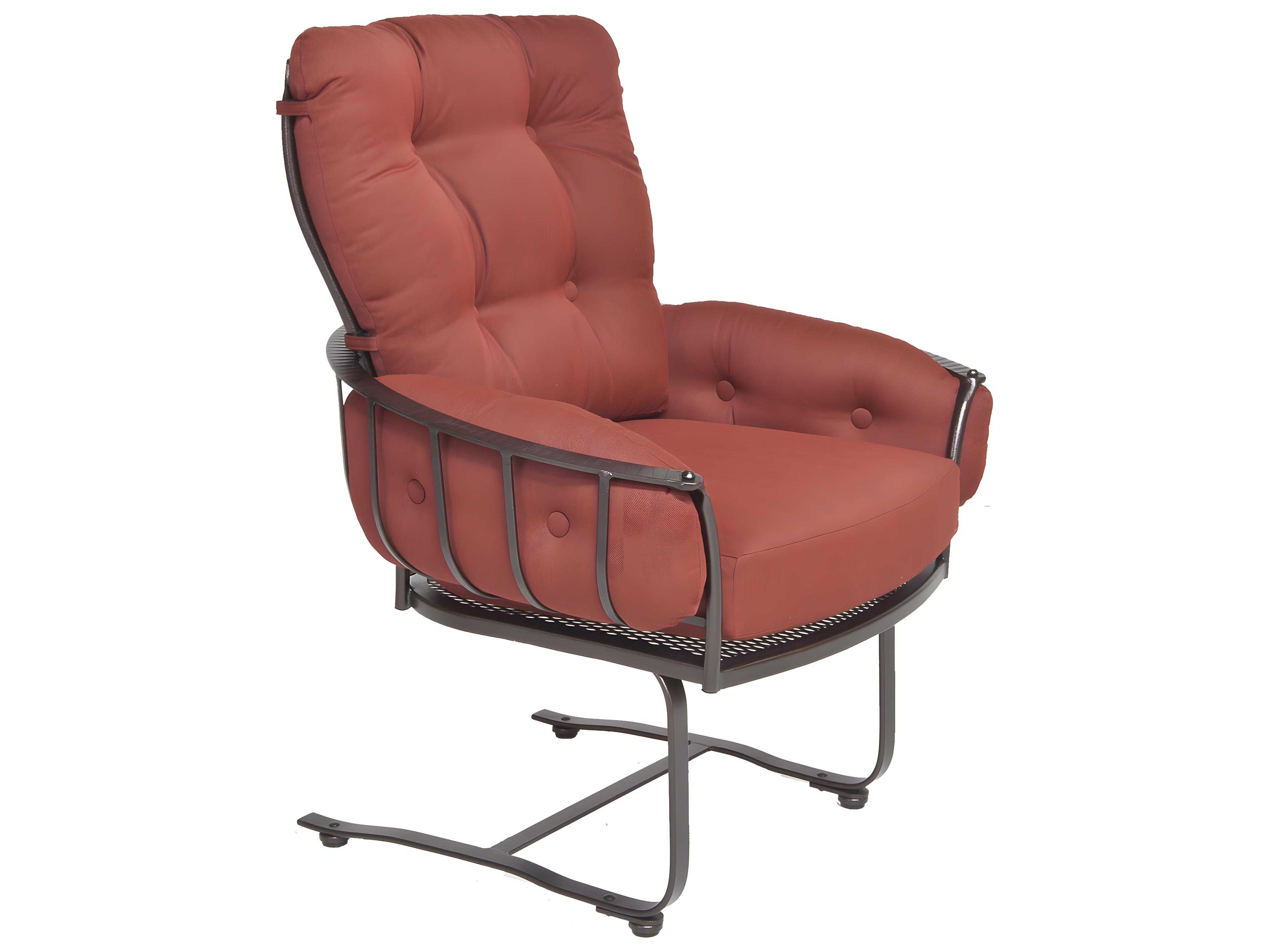 OW Lee Monterra Wrought Iron Mini Spring Base Patio Dining Arm Chair