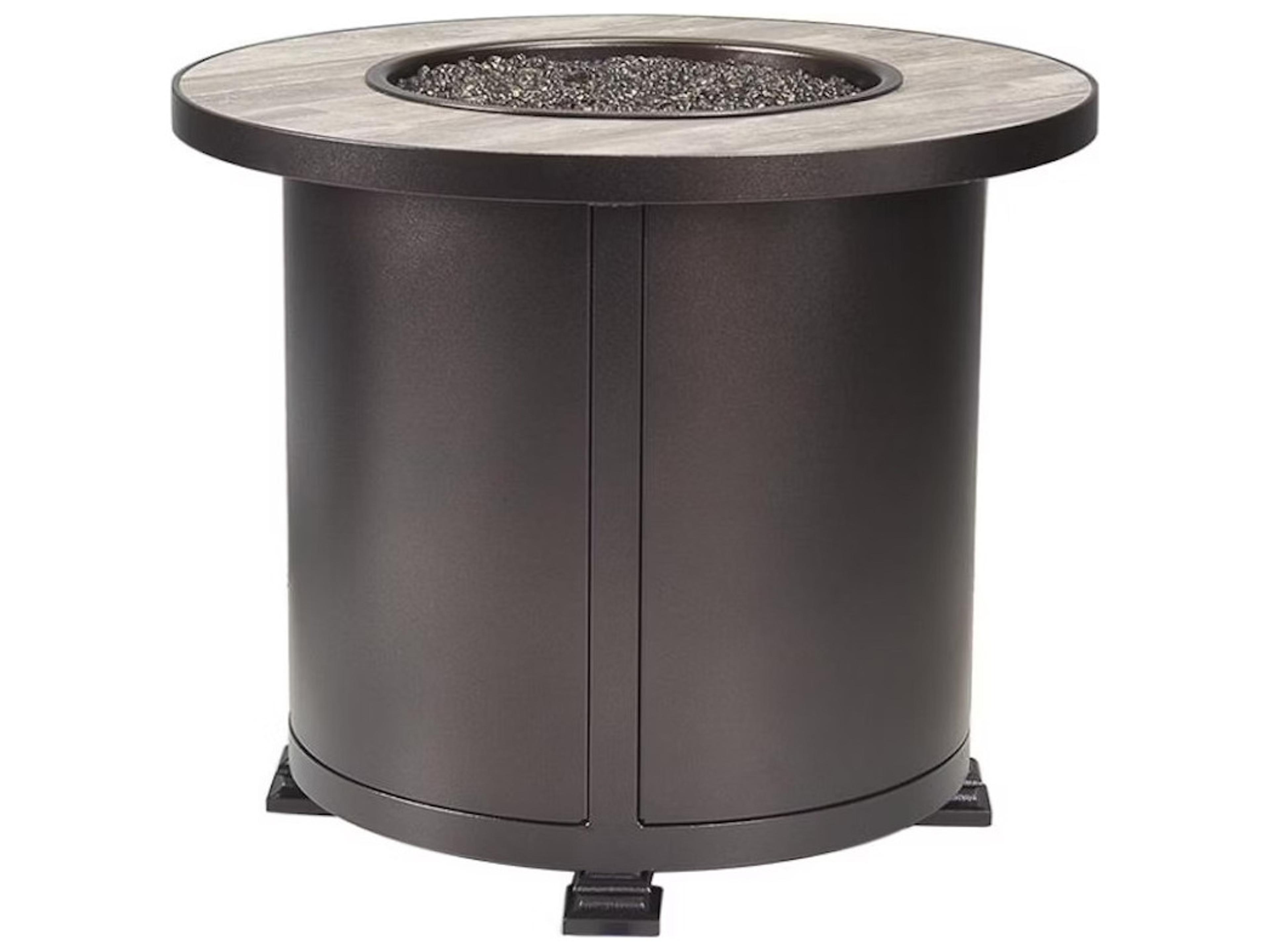 Casual Fireside Santorini Steel Round Chat Height Fire Pit Table - Electronic Ignition