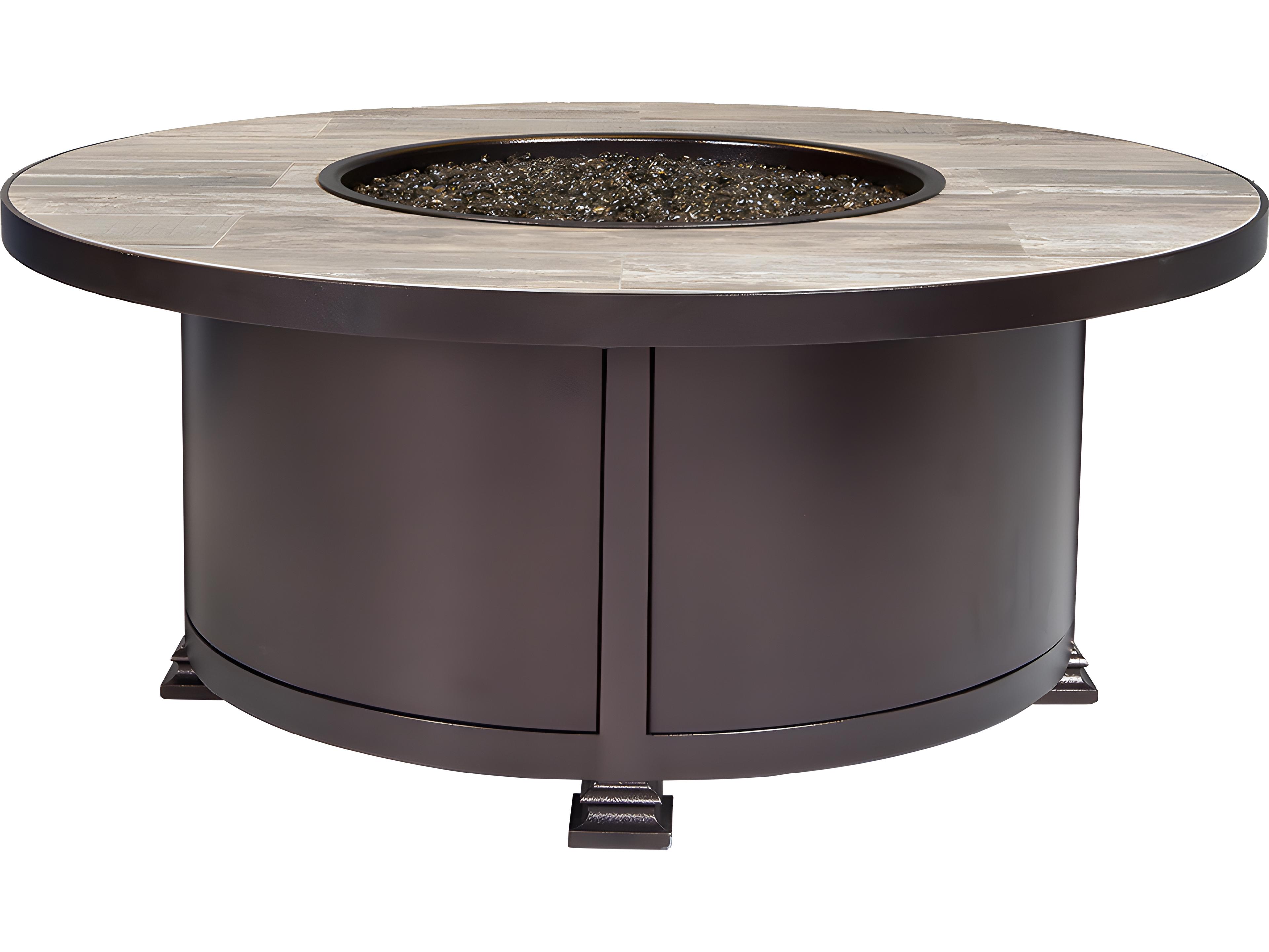 Casual Fireside Santorini Wrought Iron Round Occasional Height Outdoor Fire Pit Table