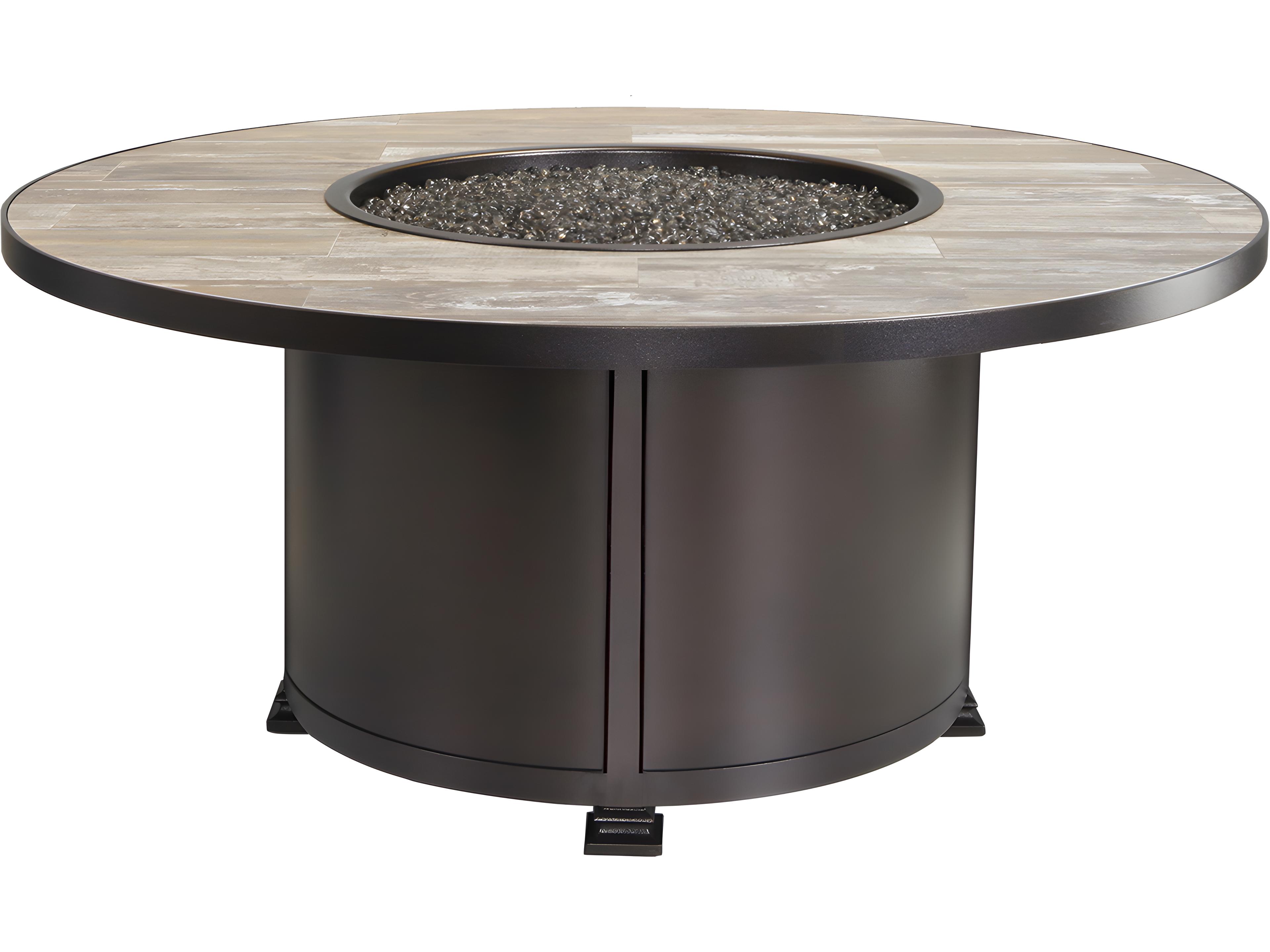 Casual Fireside Santorini Wrought Iron Round Chat Height Outdoor Patio Fire Pit Table