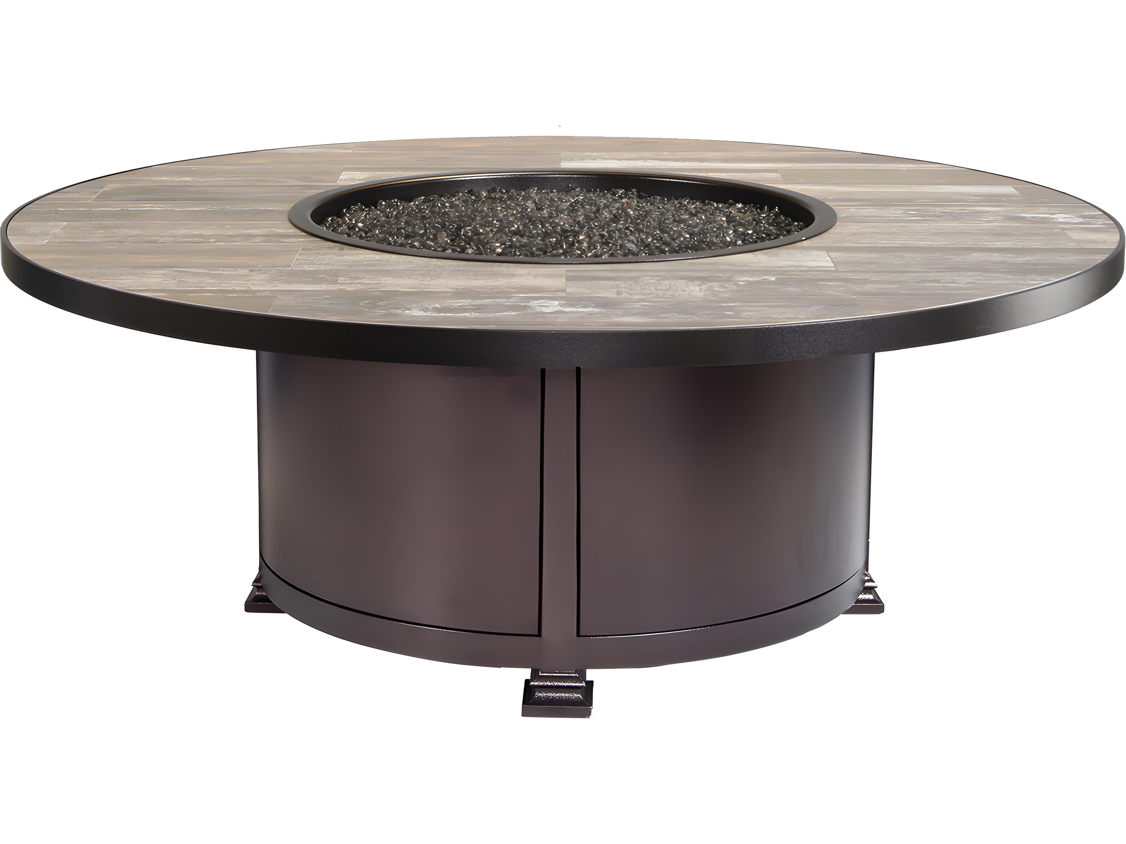 Casual Fireside Santorini Wrought Iron Round Occasional Height Patio Fire Pit Table