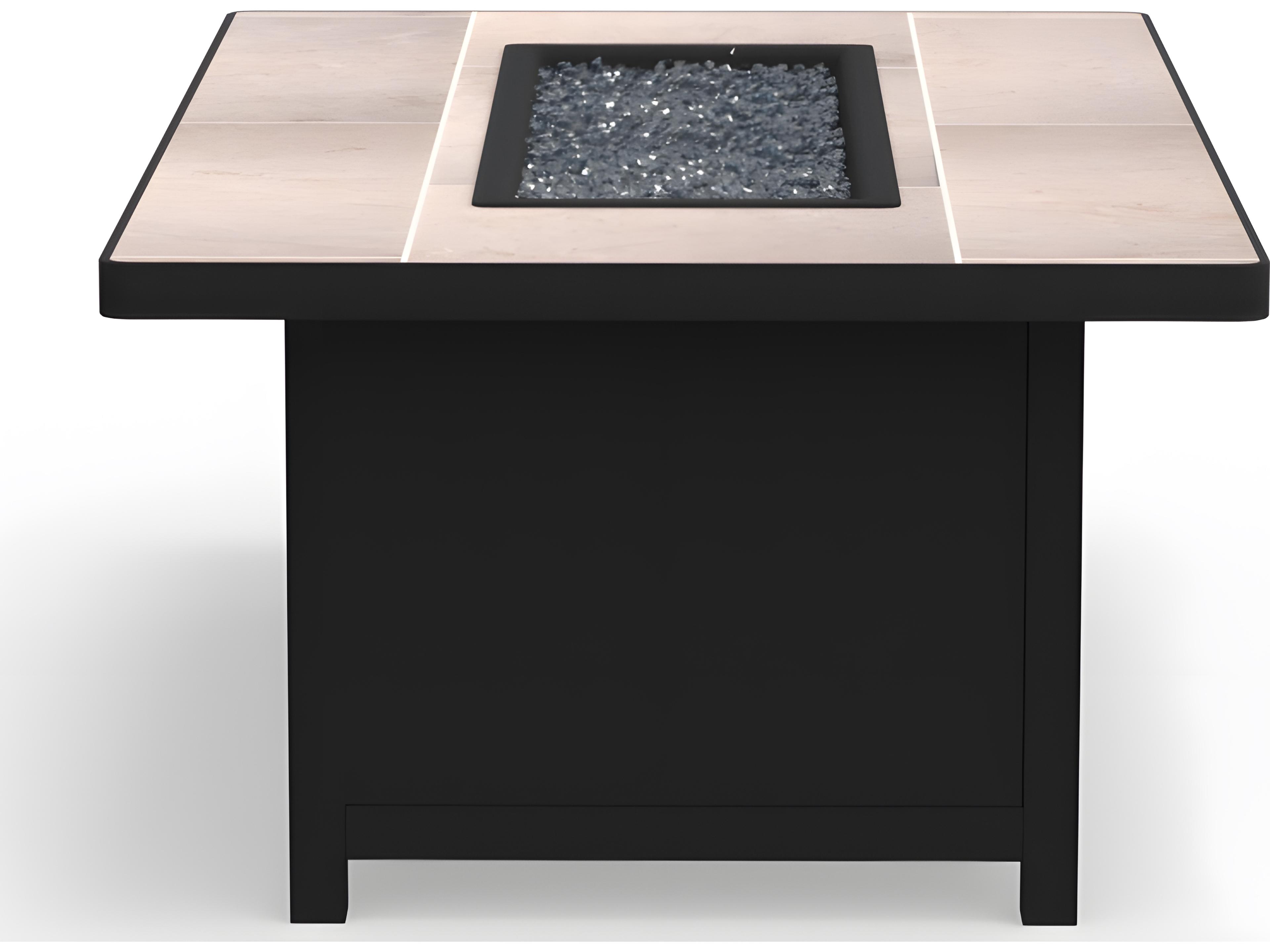 OW Lee Casual Fireside Capri Wrought Iron Rectangular Occasional Height Outdoor Patio Fire Pit Table