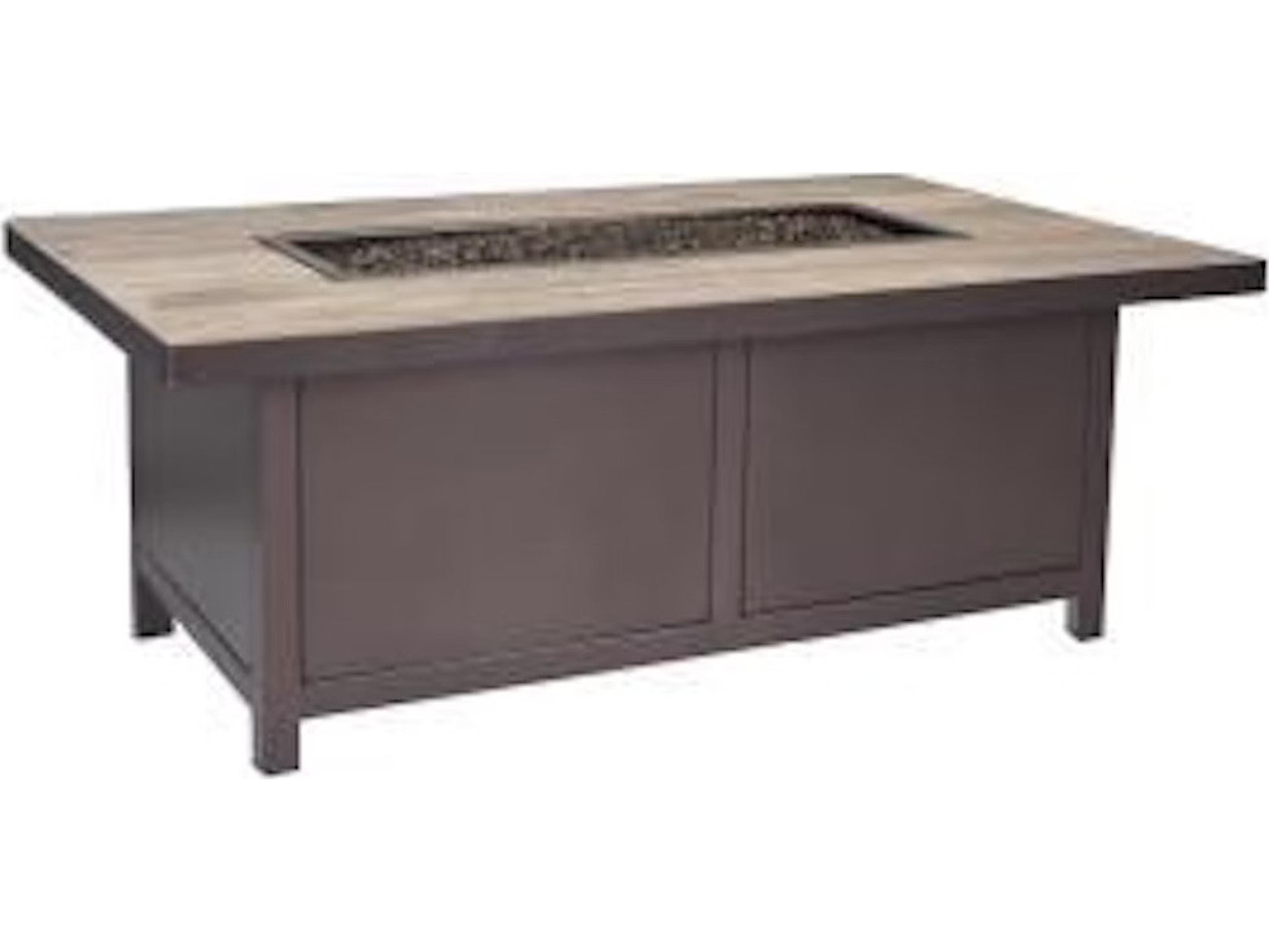 Casual Fireside Elba Aluminum Rectangular Occasional Height Fire Pit Table