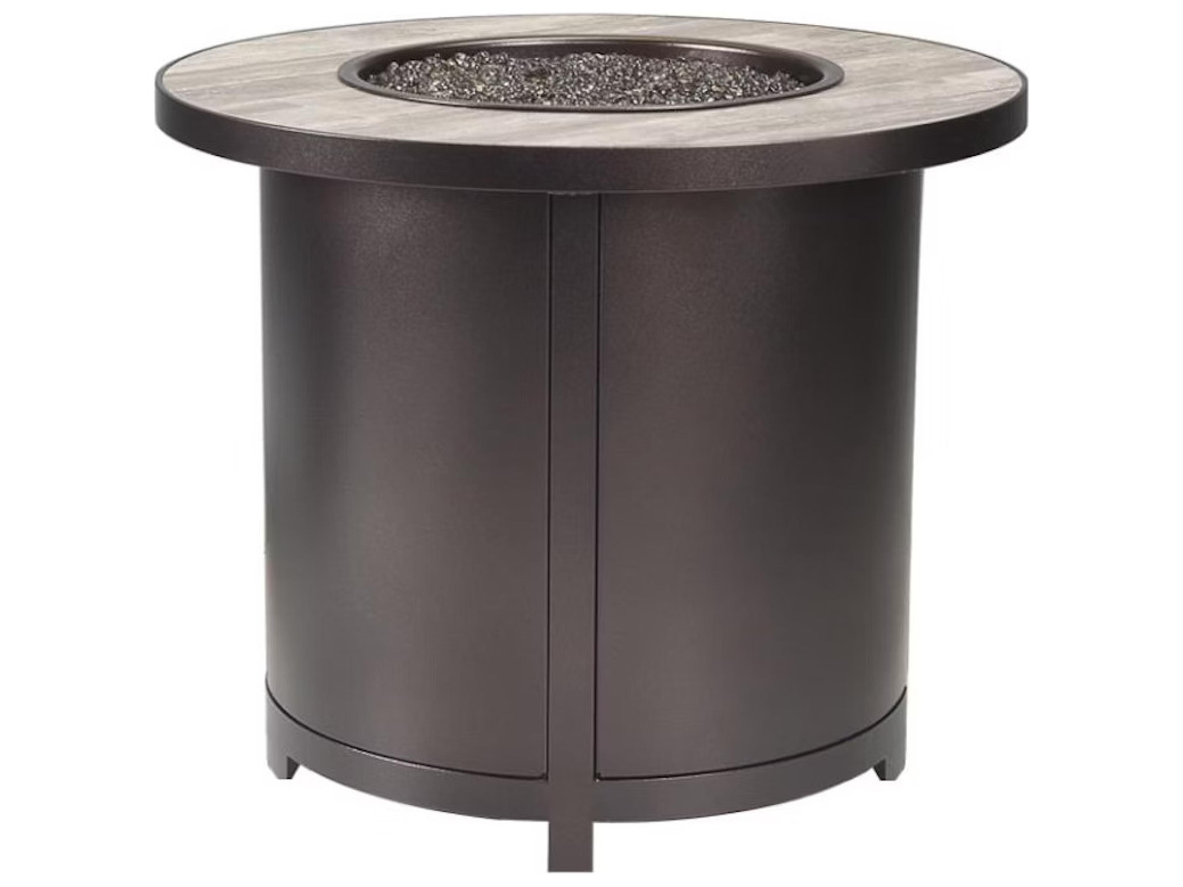 Casual Fireside Elba Aluminum Round Chat Height Fire Pit Table - Electronic Ignition