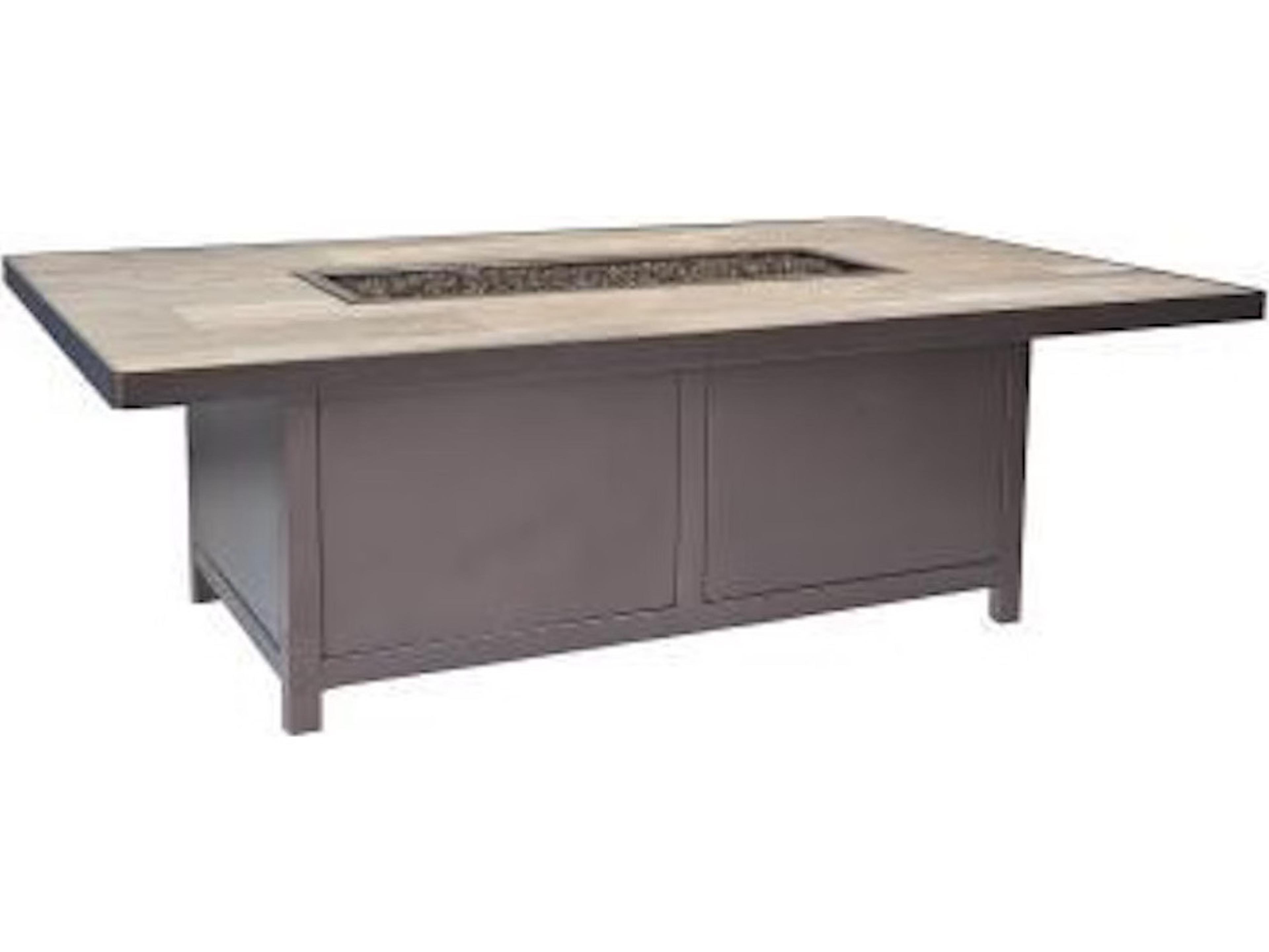 Casual Fireside Elba Aluminum Rectangular Occasional Height Fire Pit Table