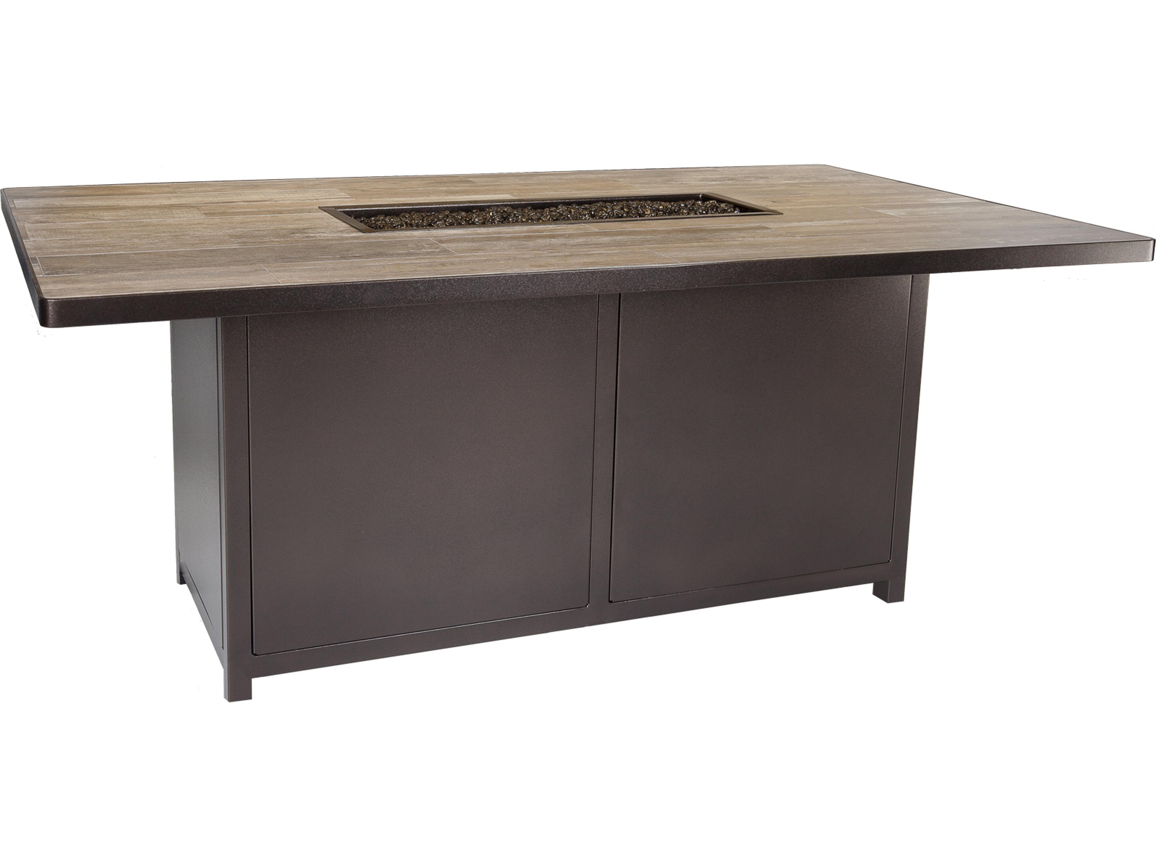 Casual Fireside Elba Aluminum Rectangular Fire Pit Table