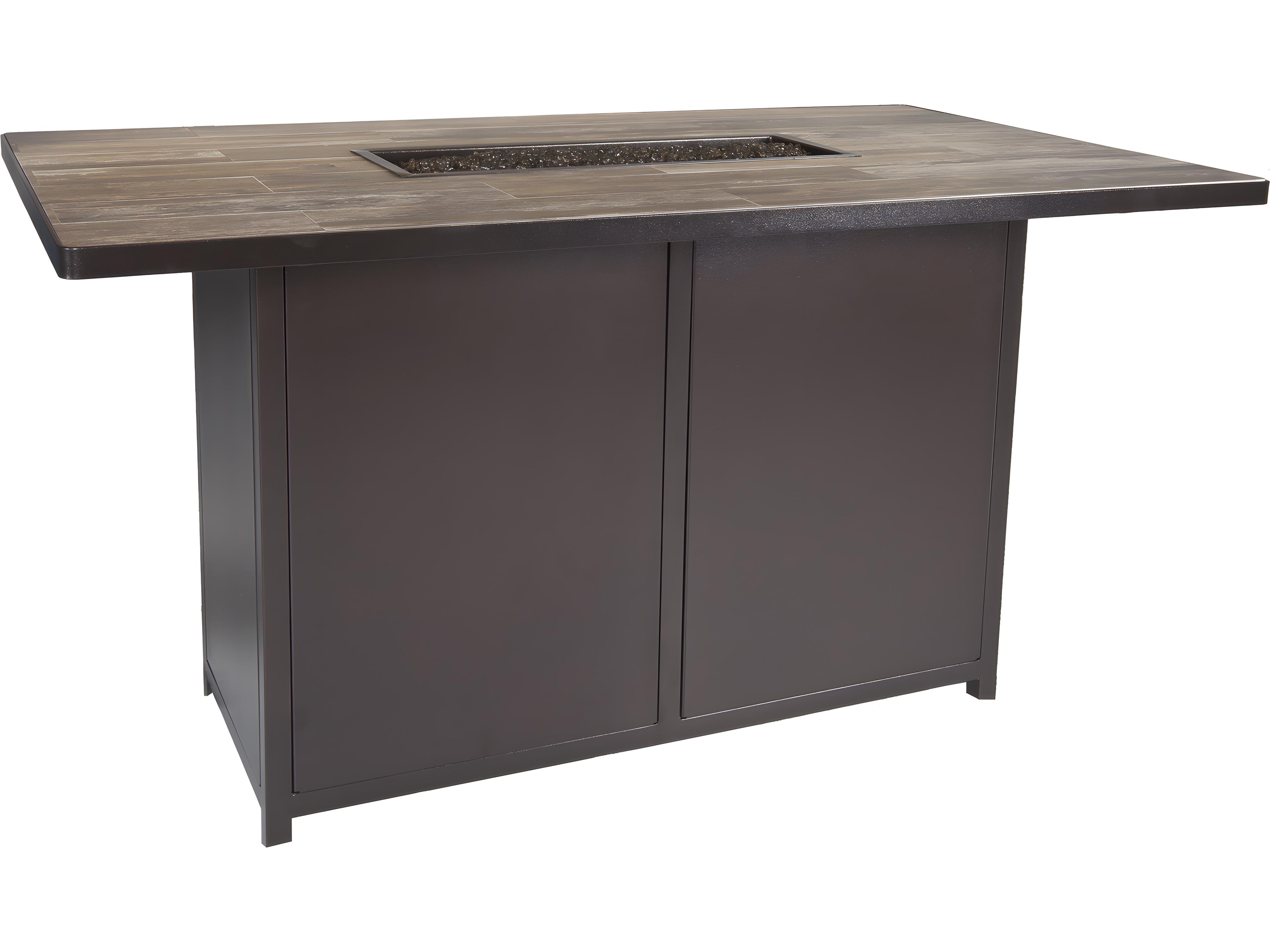 Casual Fireside Elba Aluminum Rectangular Counter Height Patio Fire Pit Table