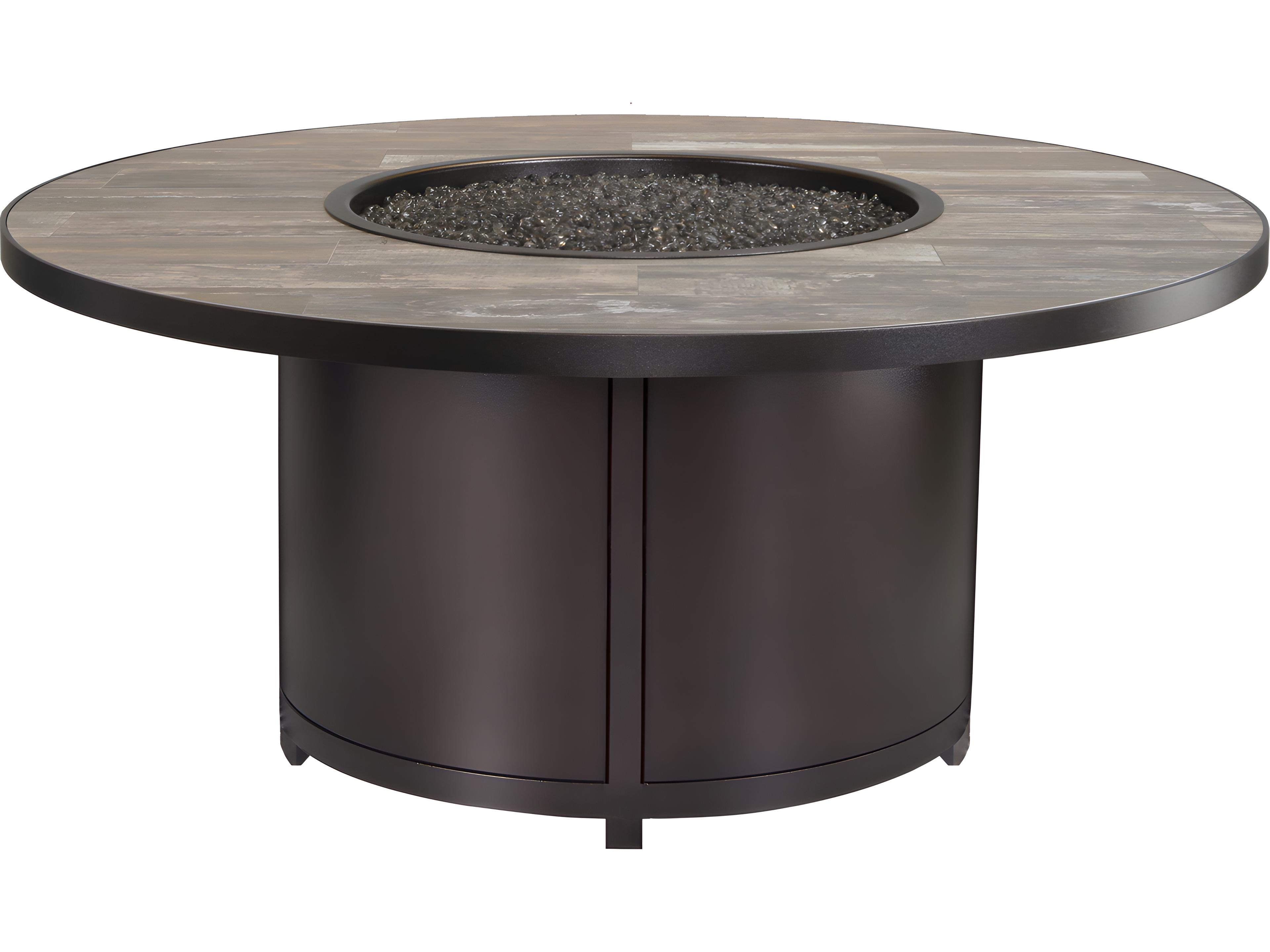 Casual Fireside Elba Aluminum Round Chat Height Patio Fire Pit Table