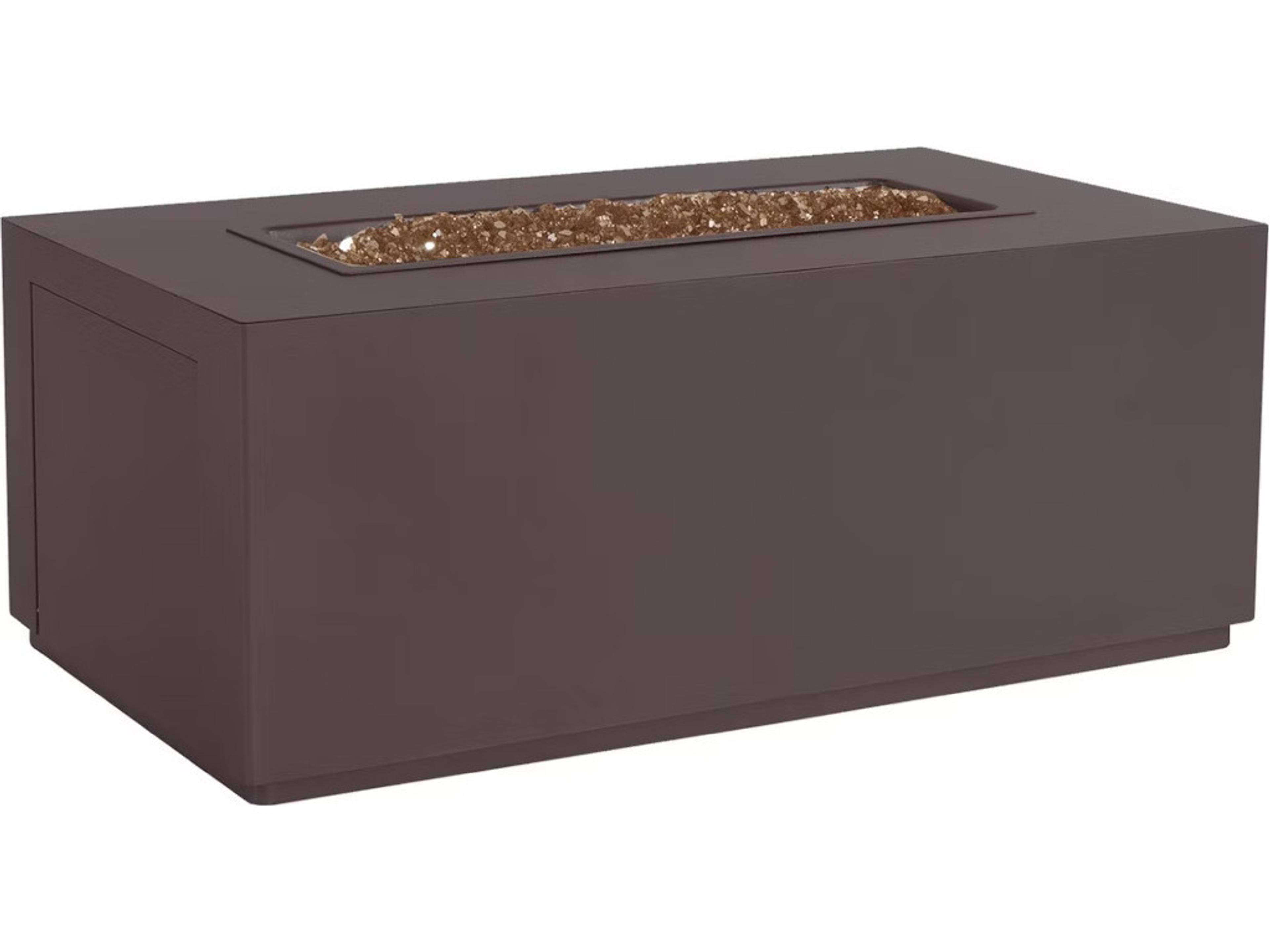 Ow Lee Casual Fireside Forma Aluminum Rectangular Occasional Height Fire Pit Table - Electronic Ignition