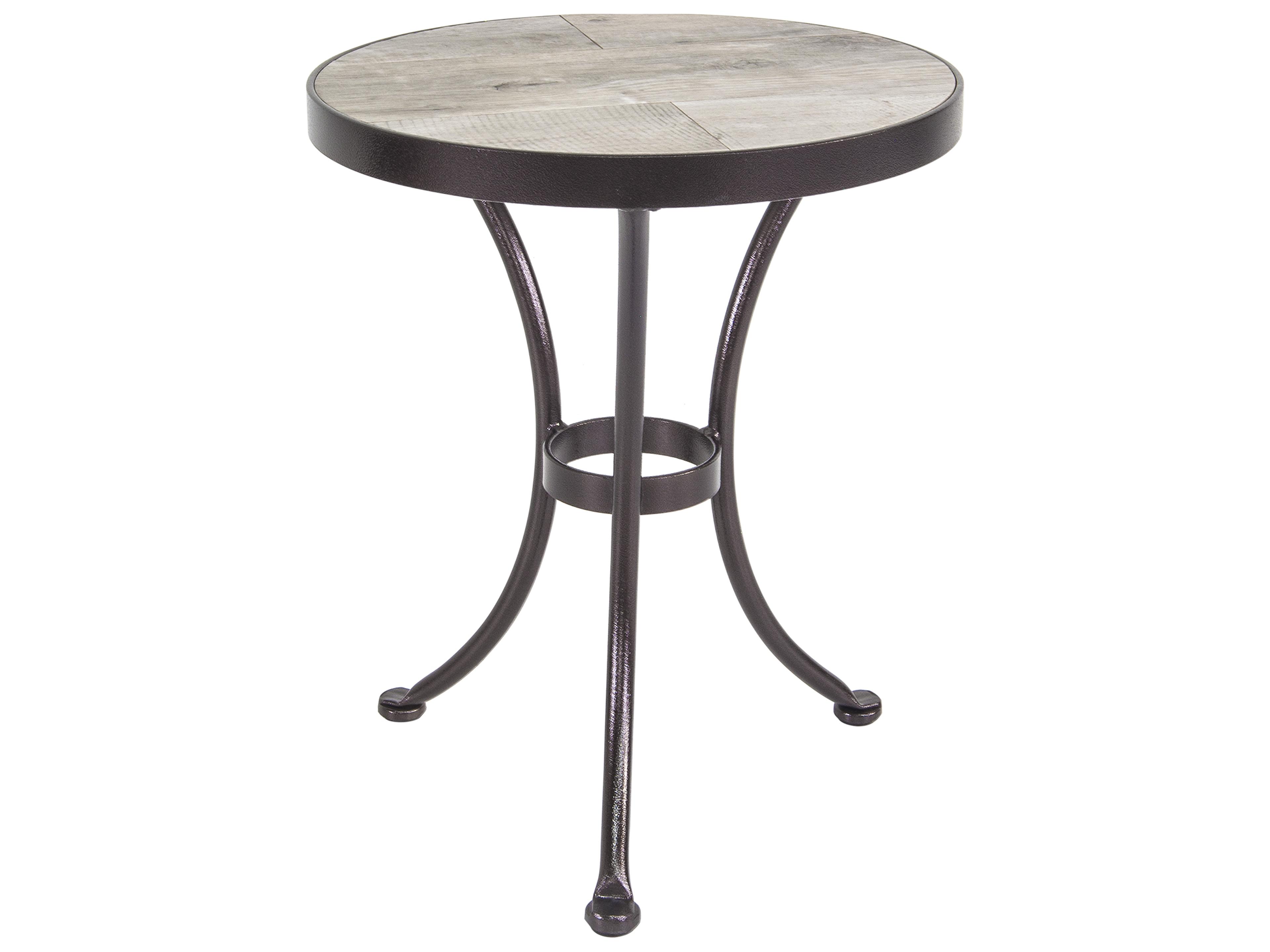 Accent Wrought Iron Round Patio Side Table