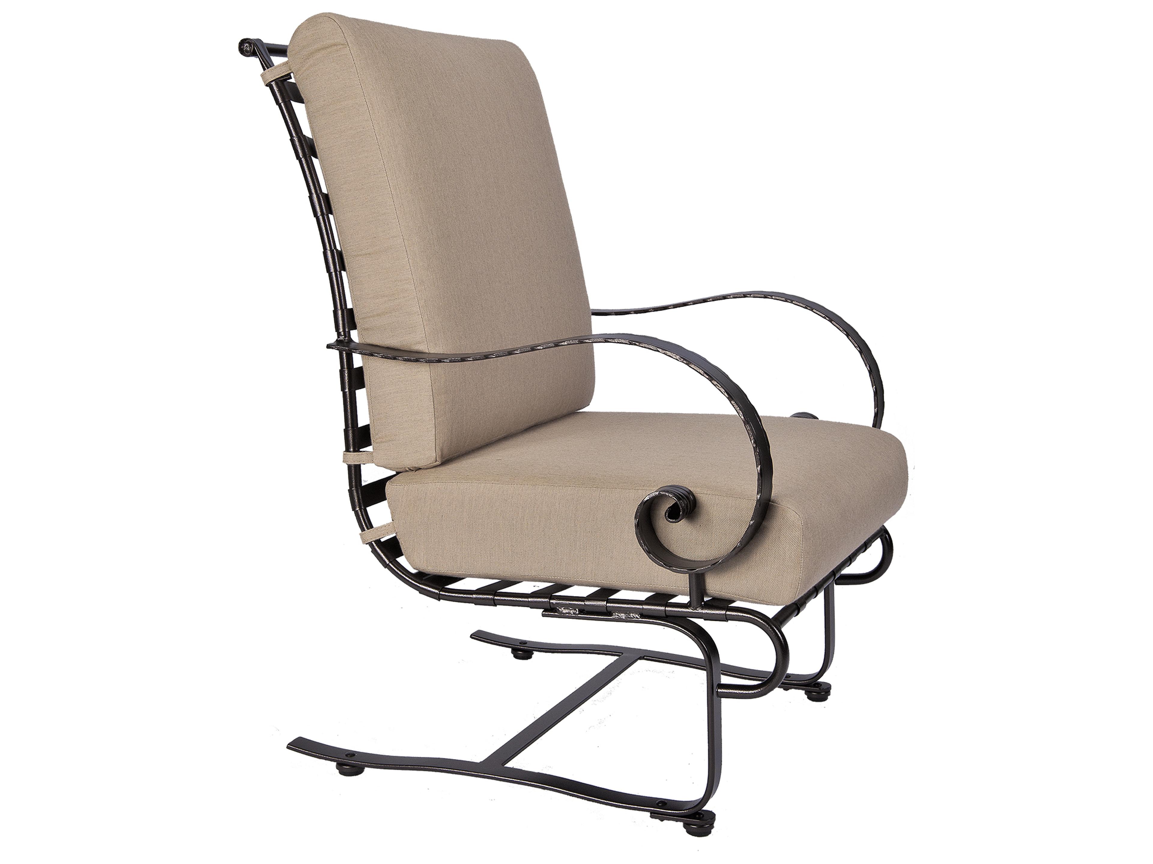 OW Lee Classico Arms Wrought Iron Hi-Back Spring Lounge Outdoor Patio Club Chair