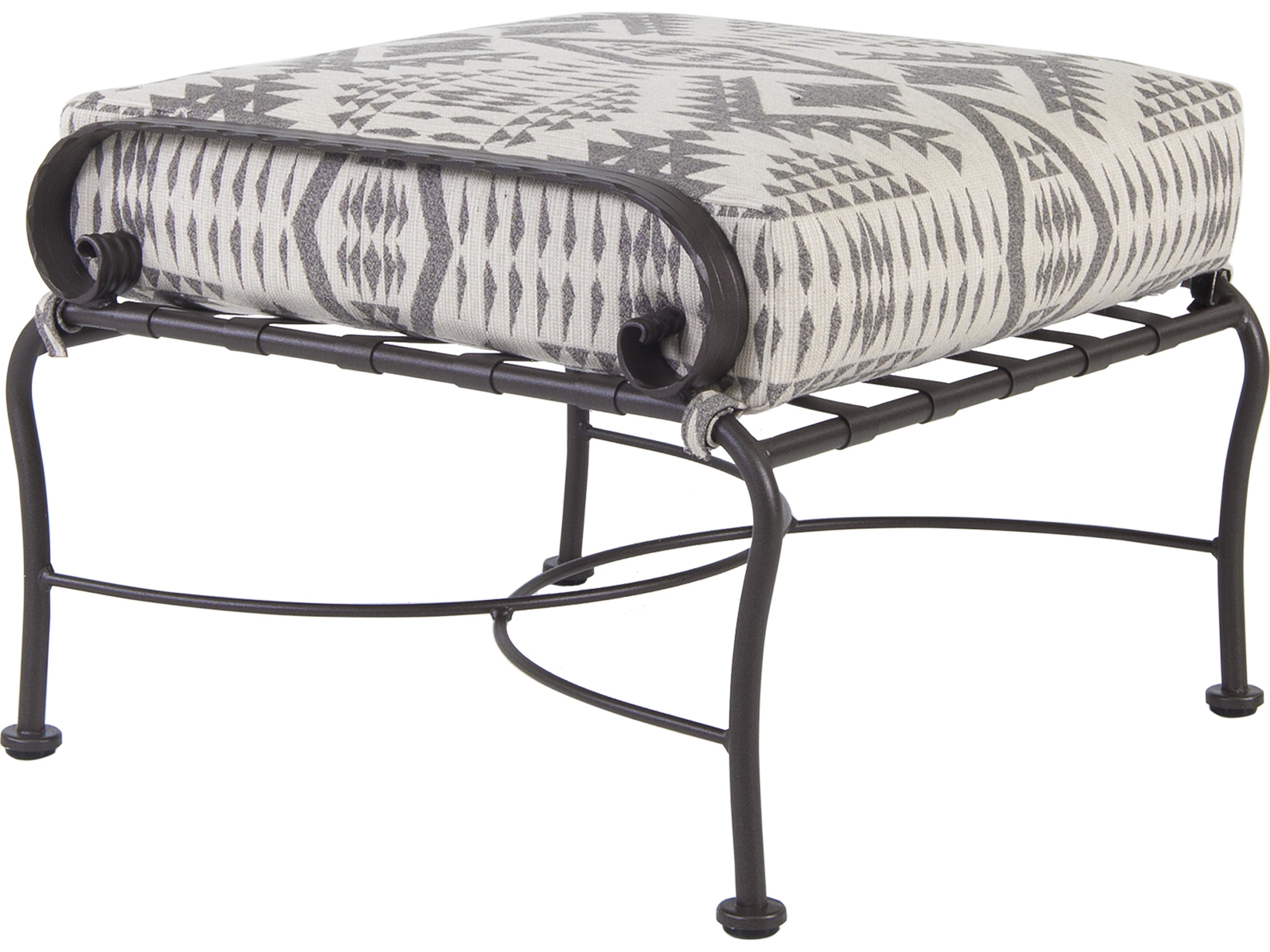 OW Lee Classico-Wide Wrought Iron Scrolls Patio Ottoman