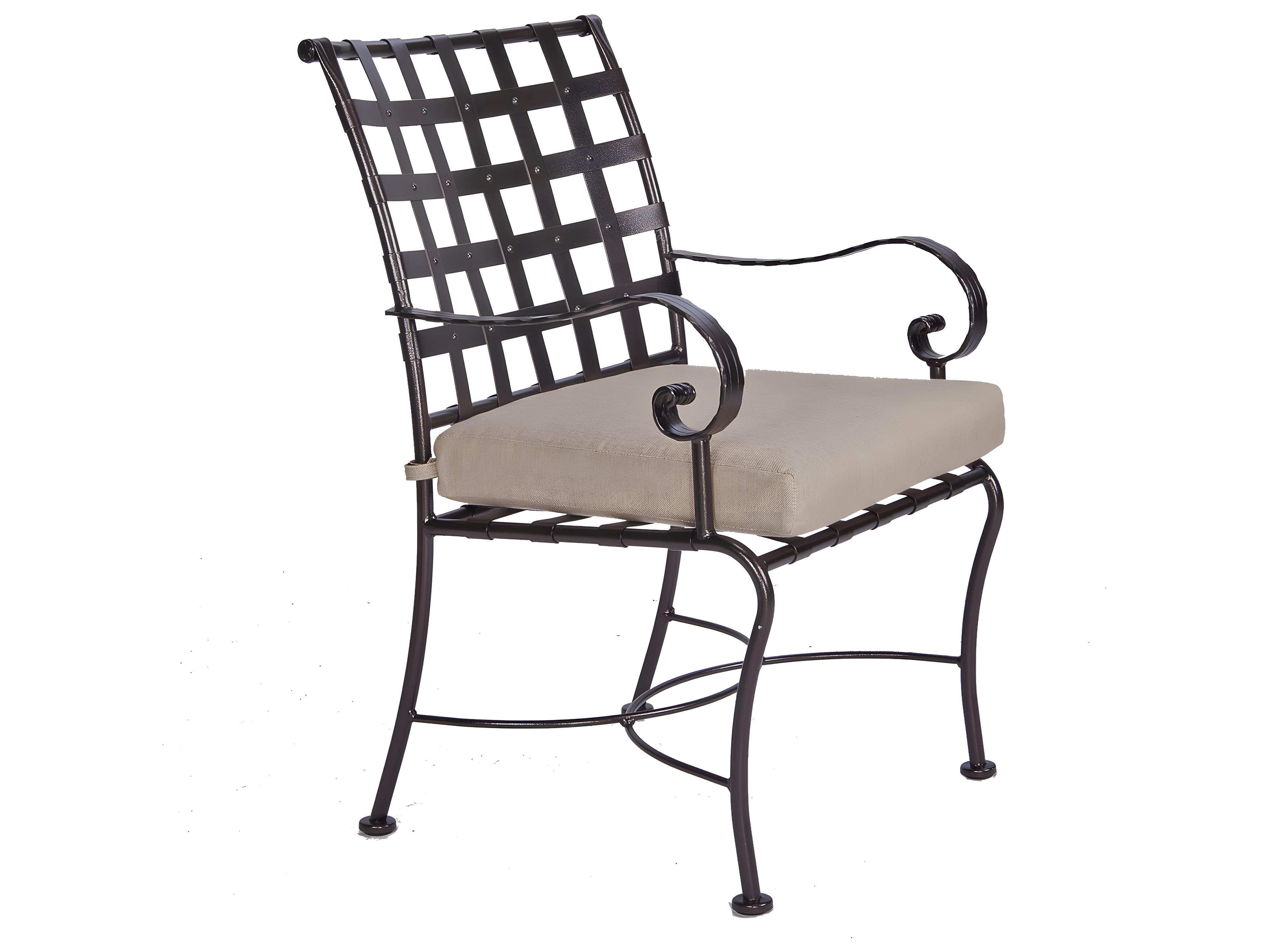 OW Lee Classico-Wide Arms Wrought Iron Outdoor Patio Dining Chair