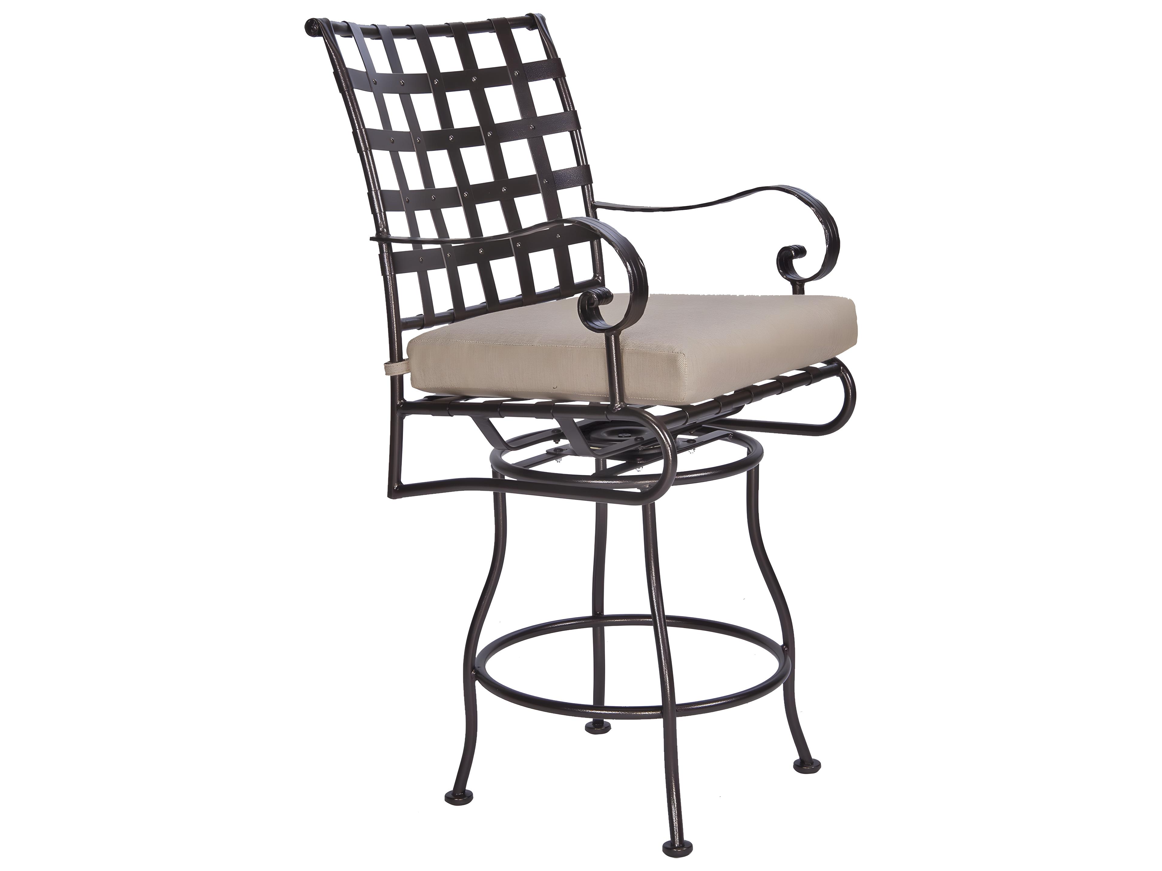 OW Lee Classico-Wide Arms Wrought Iron Swivel Outdoor Patio Counter Stool