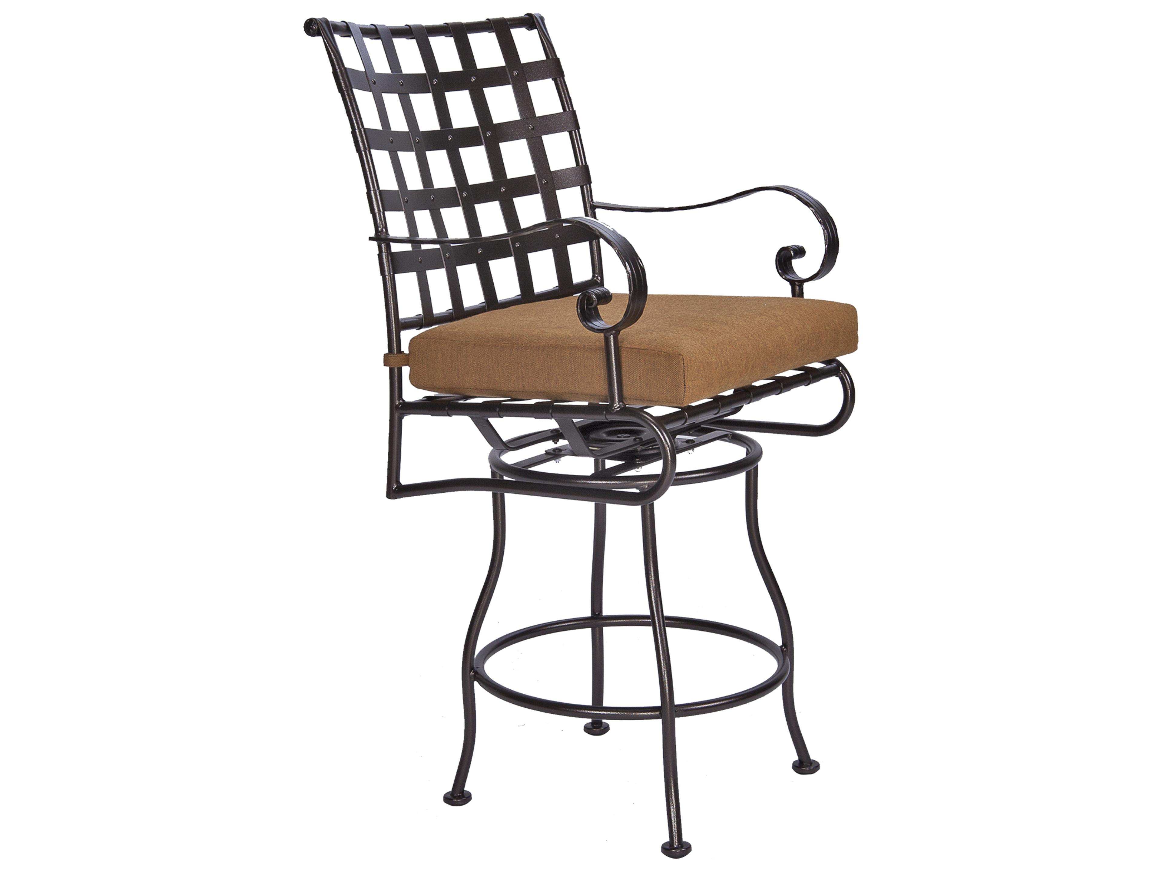 OW Lee Classico-Wide Arms Wrought Iron Swivel Outdoor Patio Counter Stool