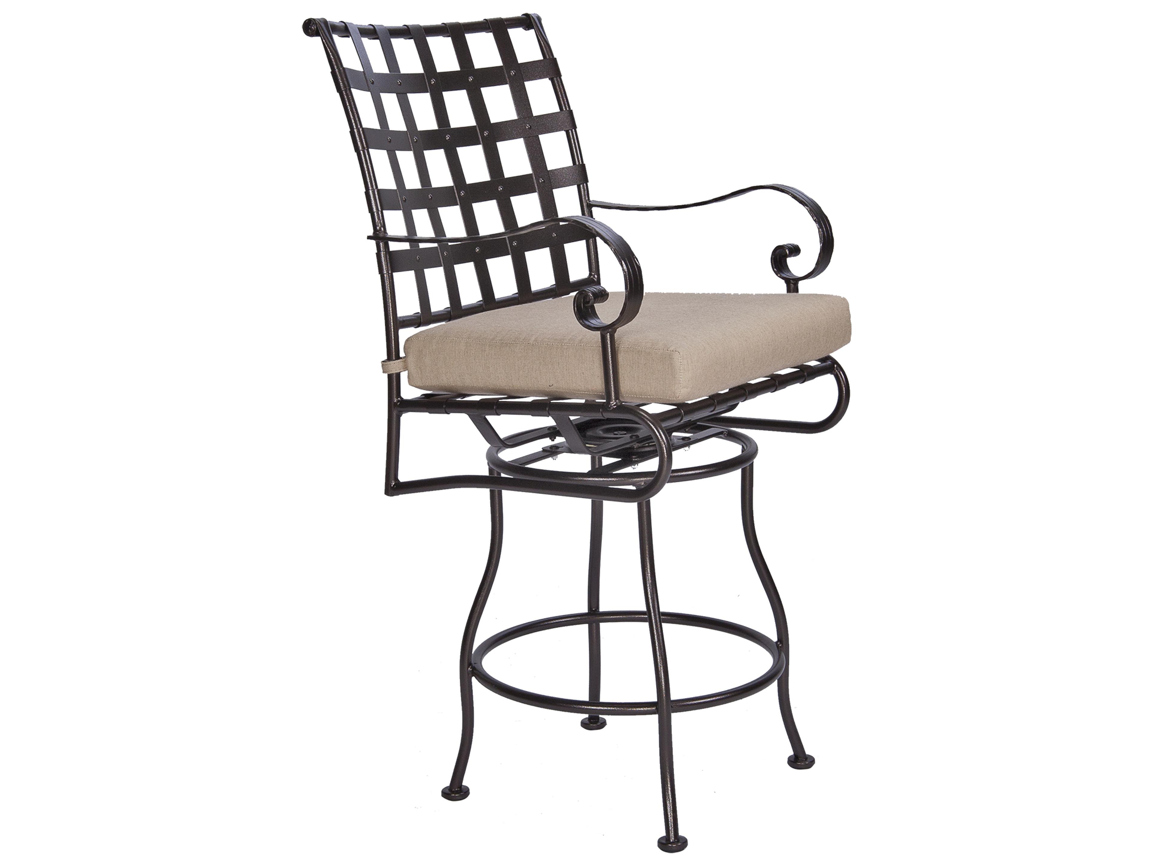 OW Lee Classico-Wide Arms Wrought Iron Swivel Outdoor Patio Counter Stool