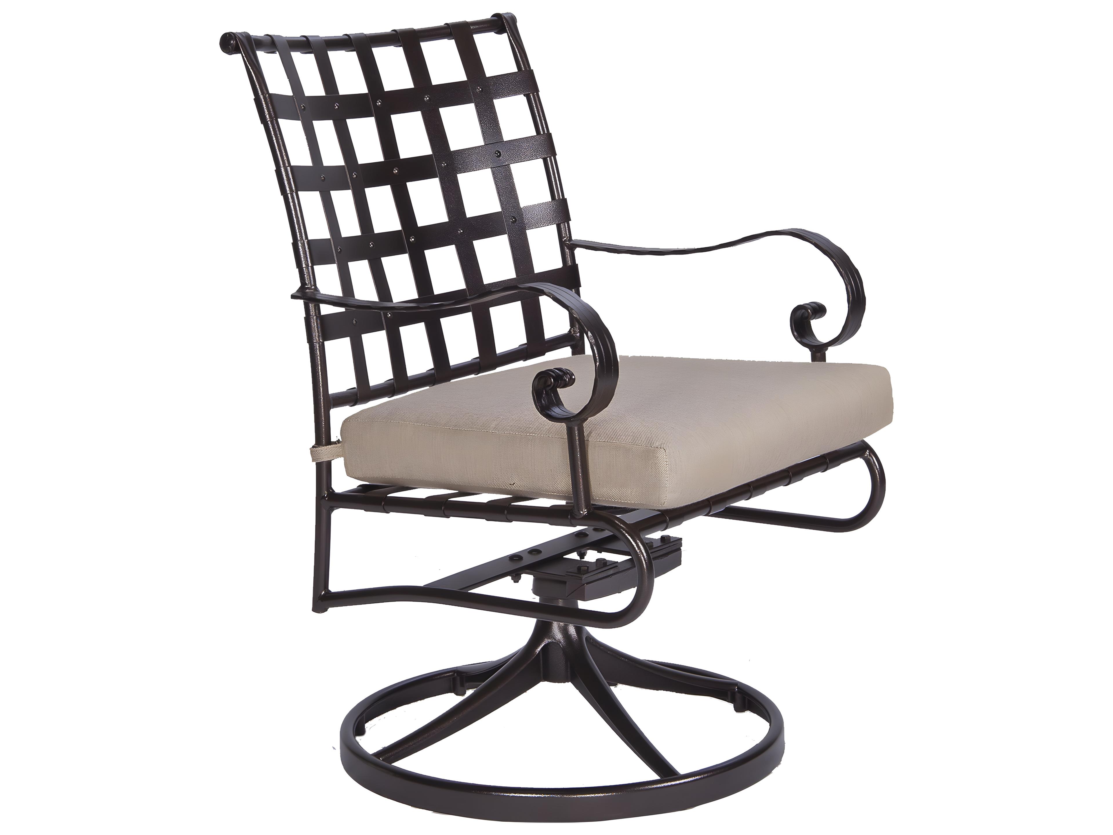 OW Lee Classico-Wide Arms Wrought Iron Swivel Rocker Patio Dining Chair