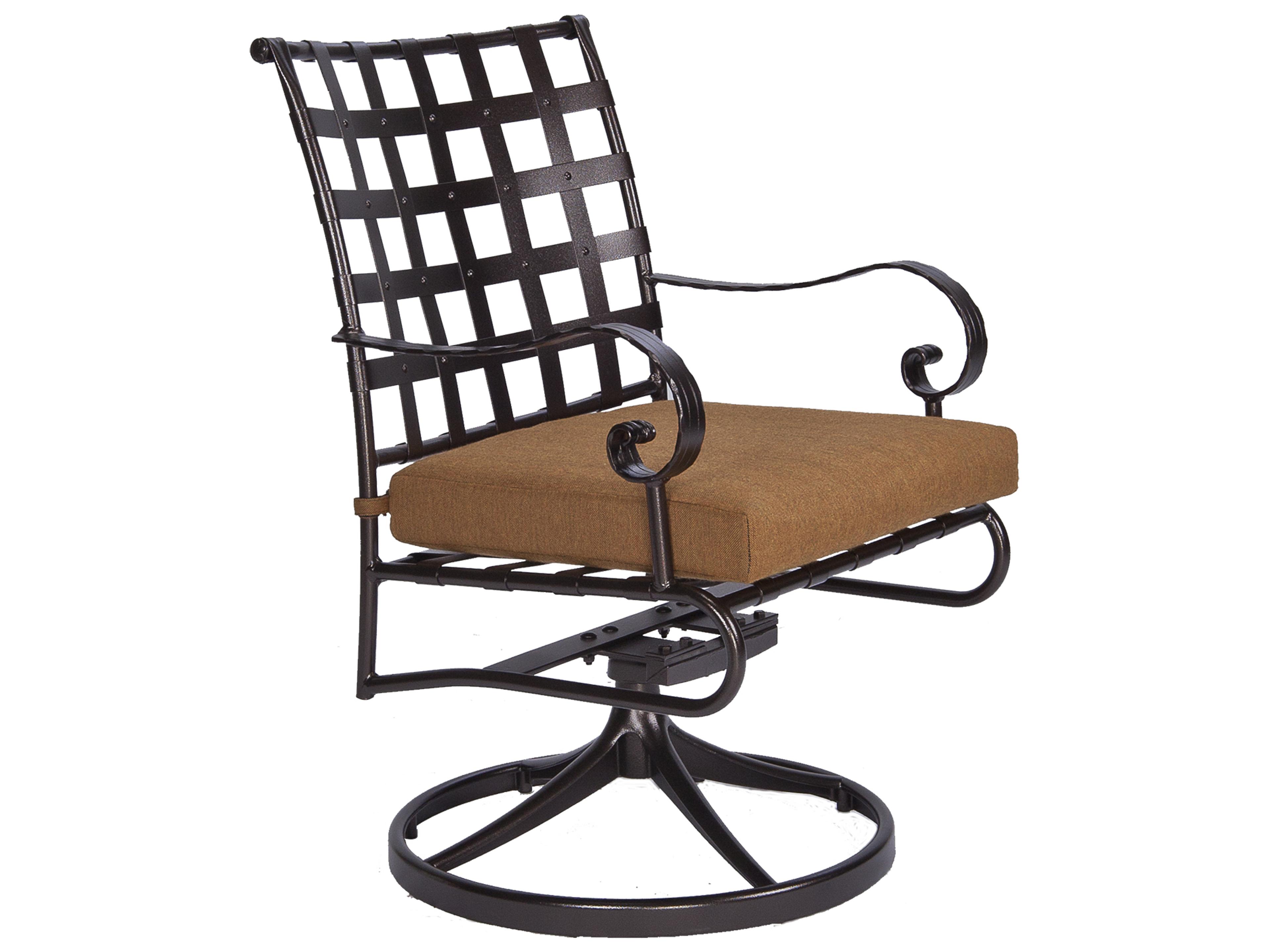 OW Lee Classico-Wide Arms Wrought Iron Swivel Rocker Patio Dining Chair