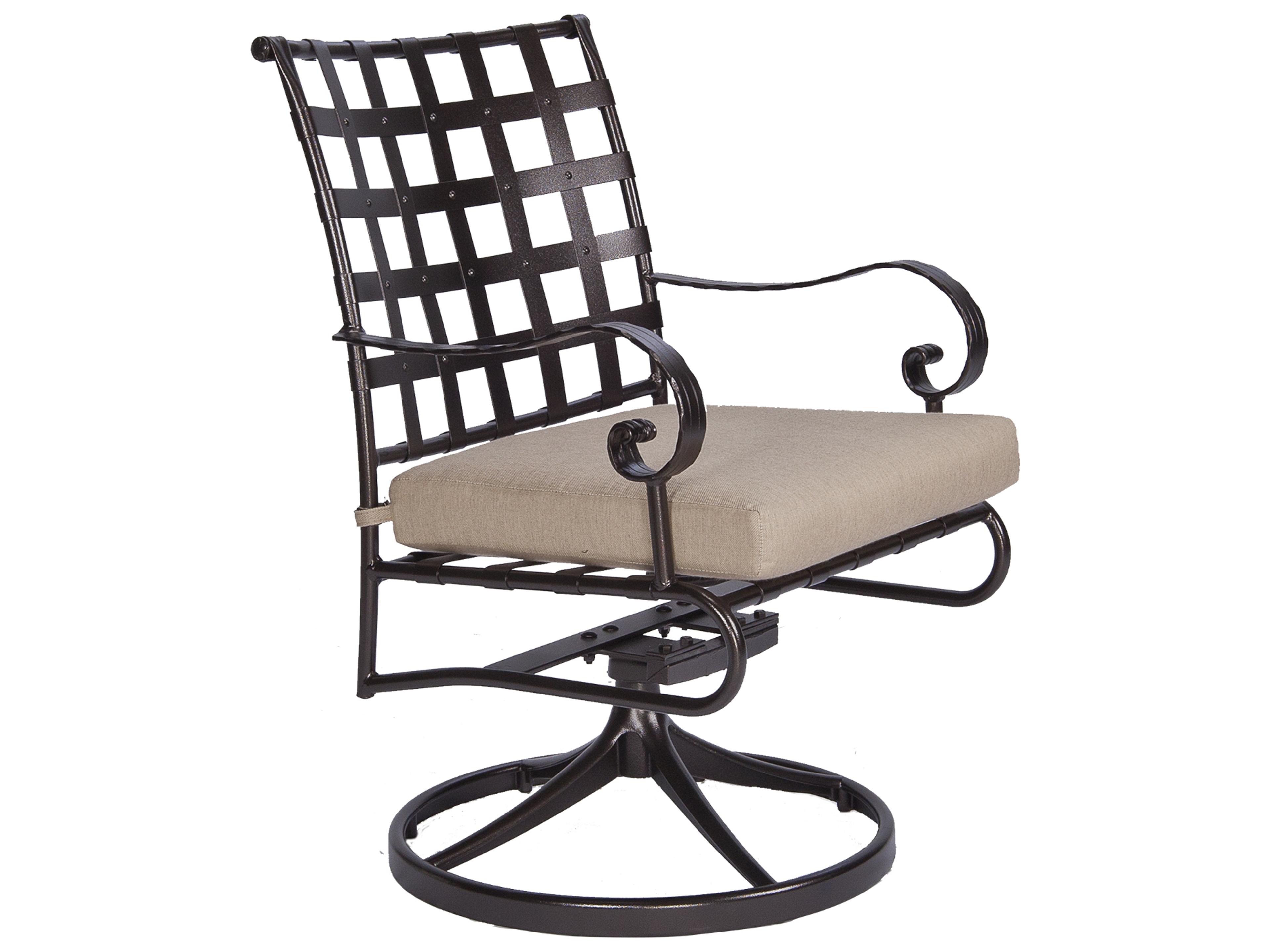 OW Lee Classico-Wide Arms Wrought Iron Swivel Rocker Patio Dining Chair