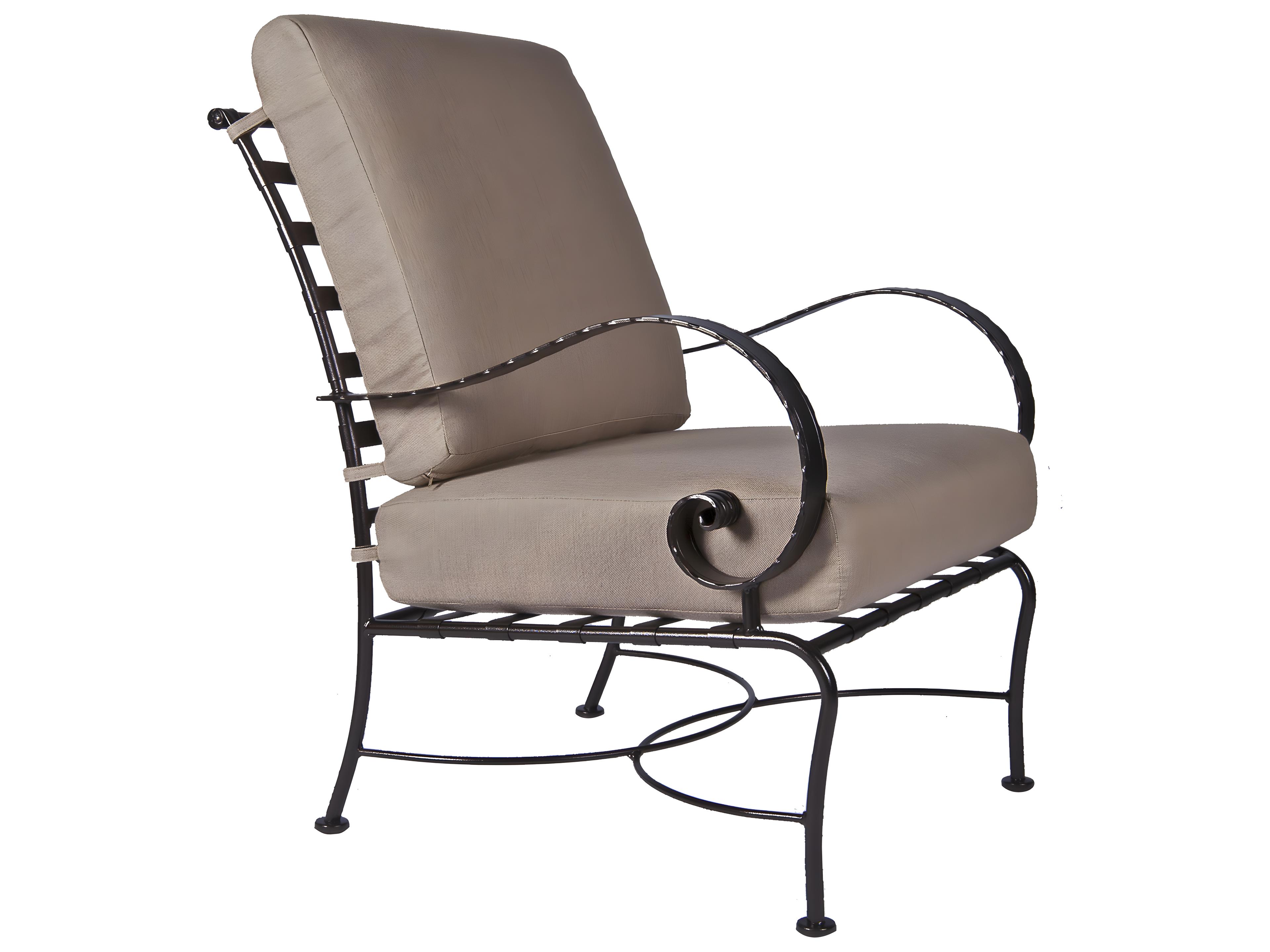 OW Lee Classico Arms Wrought Iron Outdoor Lounge Chair